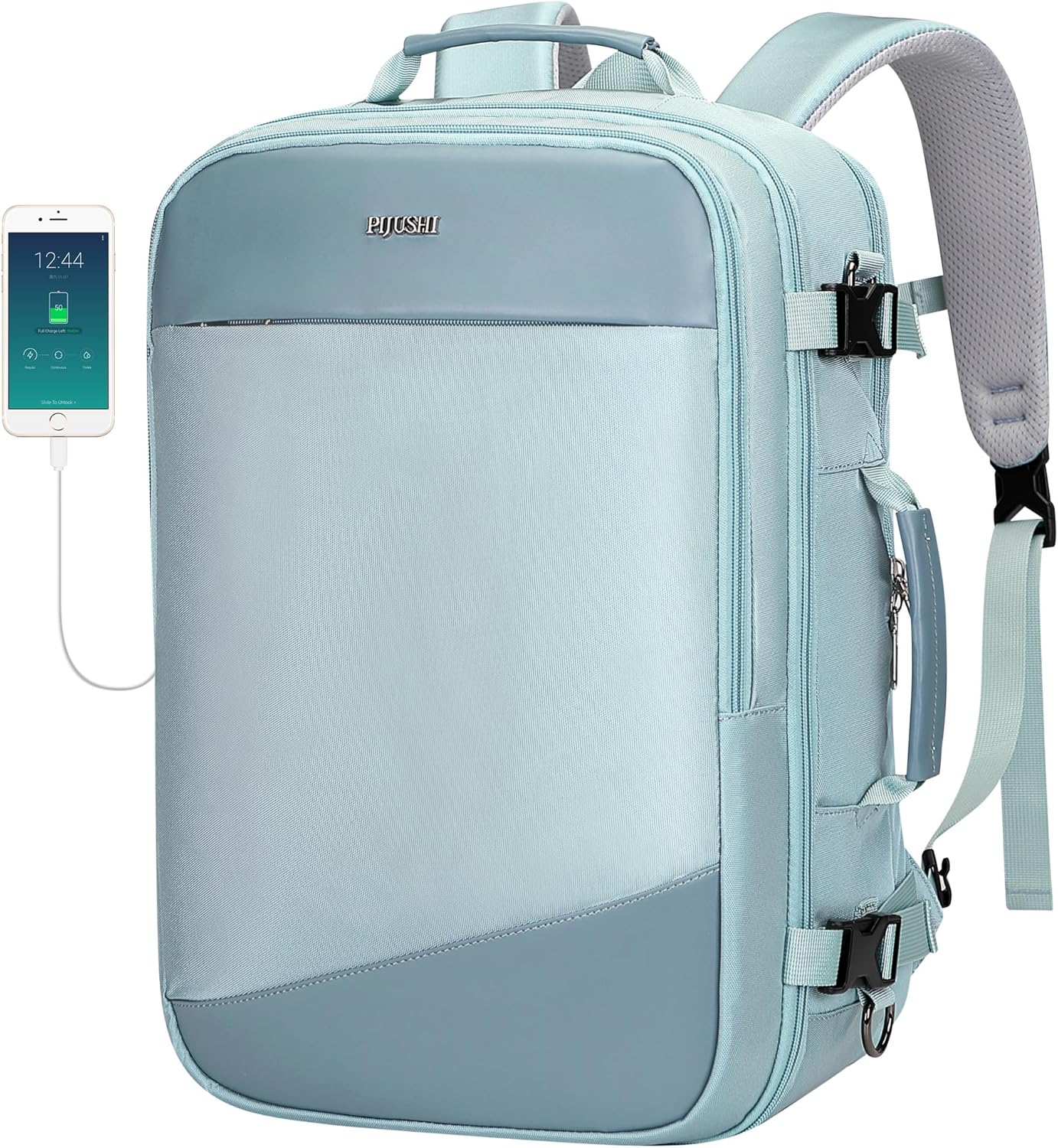 PIJUSHI Travel Backpack for Women Carry on Suitcase Backpack Flight Approved Personal Item Bag Fits 16 Inch Laptop(PE035 Blue)