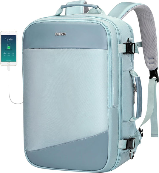 PIJUSHI Travel Backpack for Women Carry on Suitcase Backpack Flight Approved Personal Item Bag Fits 16 Inch Laptop(PE035 Blue)