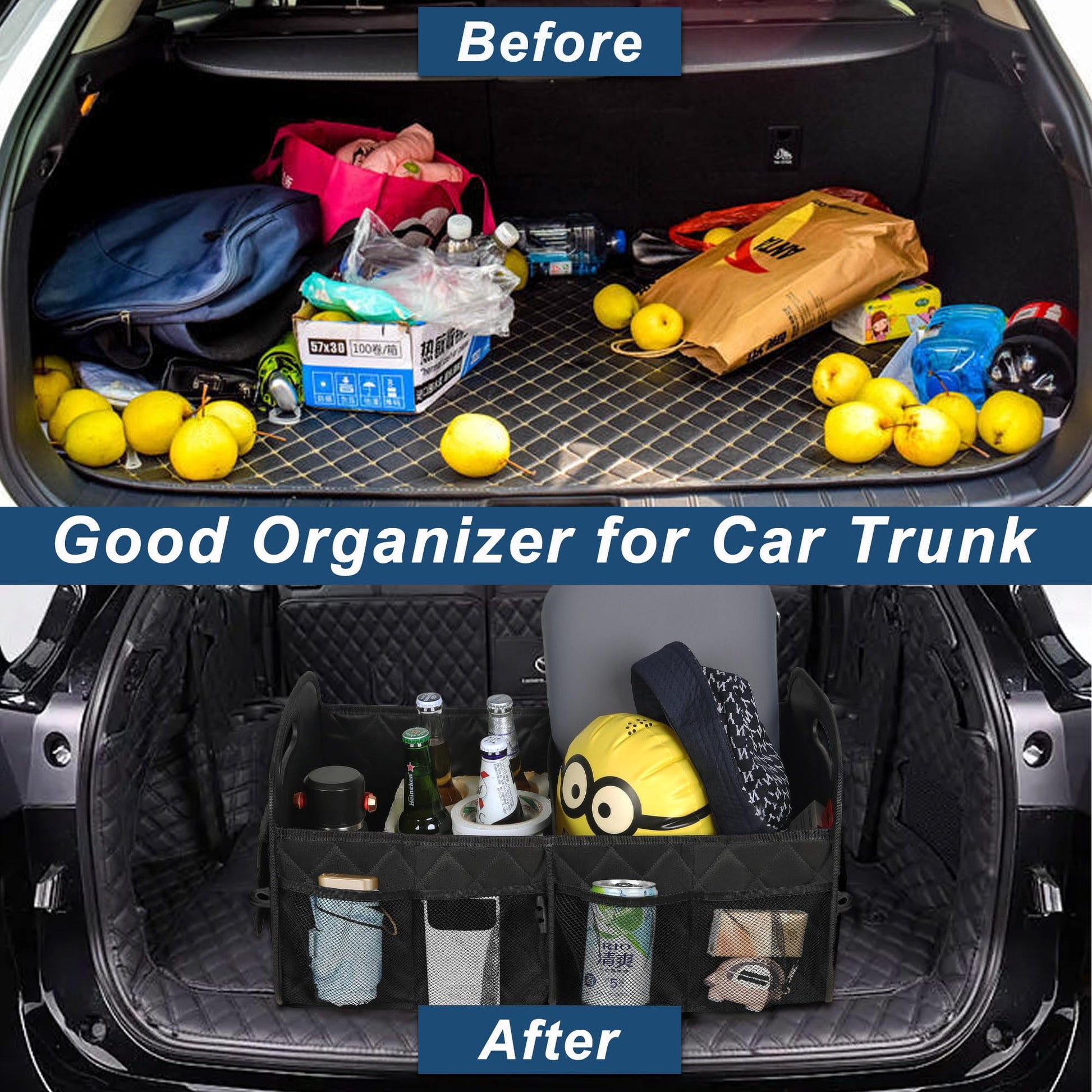 Deosk Car Trunk Organizer for SUV, Car Organizers and Storage with Reinforced Handles, Car
