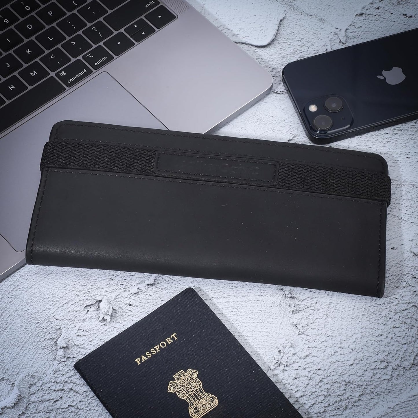 Passport Wallet for Men & Women Genuine Leather Bifold Travel Wallet RFID Blocking Long Passport Holder Document Organizer Travel Pouch Airline Ticket Wallet with Zipper Pocket [Black]