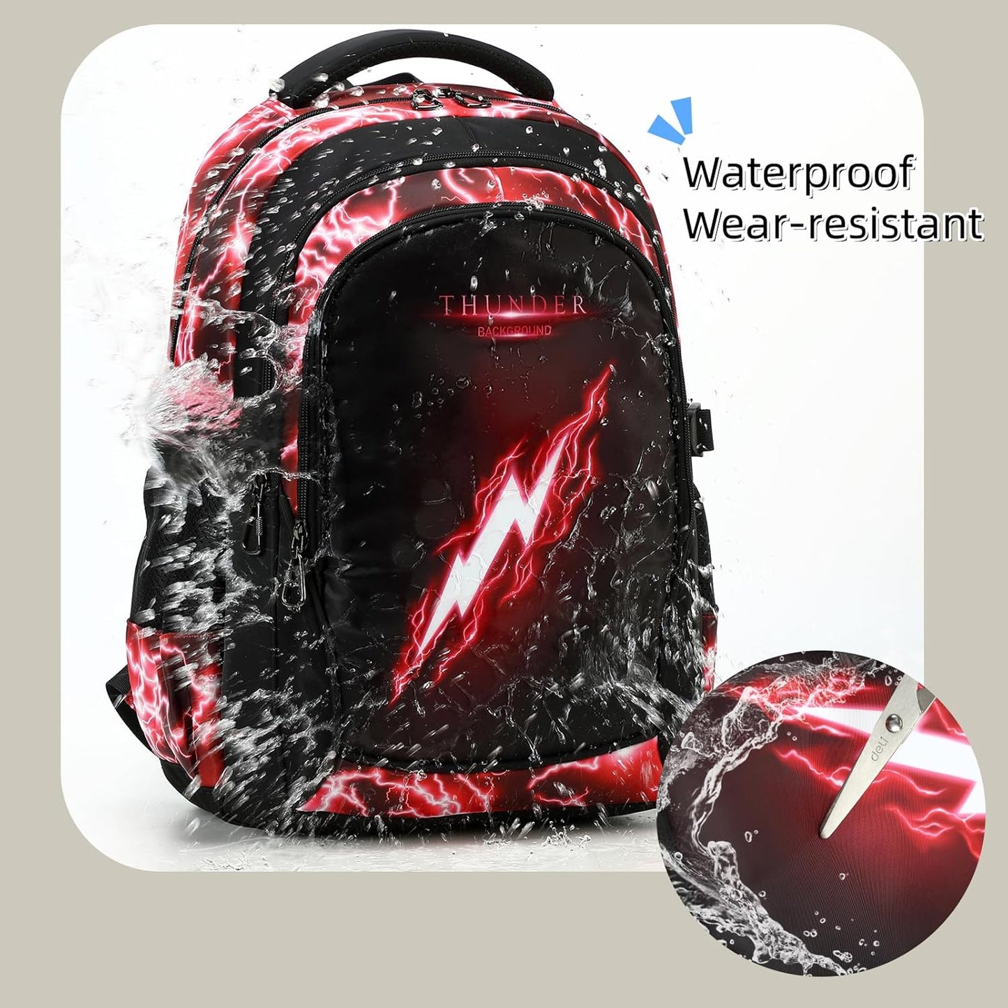 Boys Backpack for Kids Elementary School Bags Lightning Teens Durable Bookbag (red)
