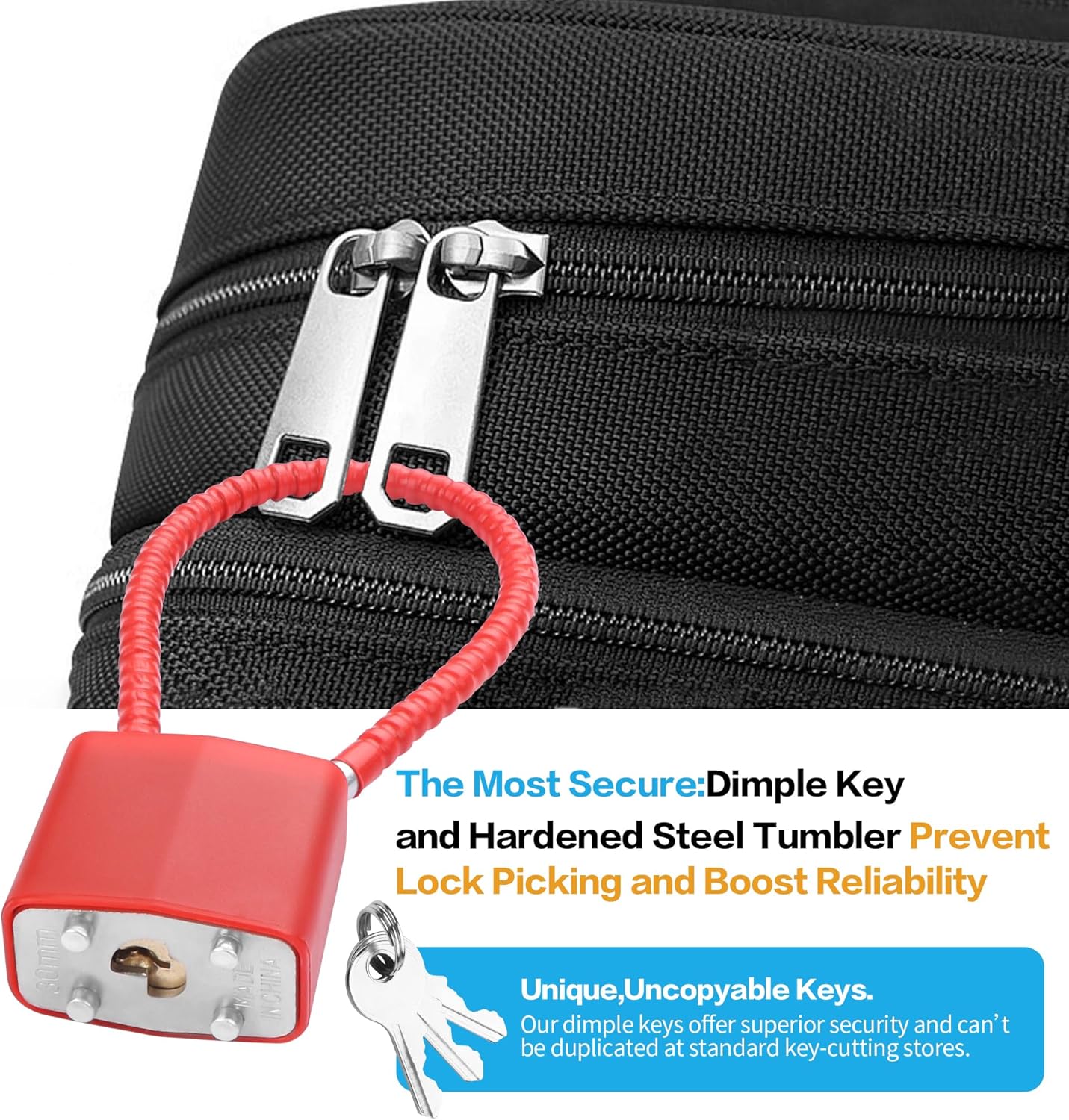 YAODHADO Luggage Locks with Keys,Locker Lock Small Luggage Padlocks for Travel Suitcase Locks Padlock Apply to Locker Lock,Gym Locker (2PCS) (Red)