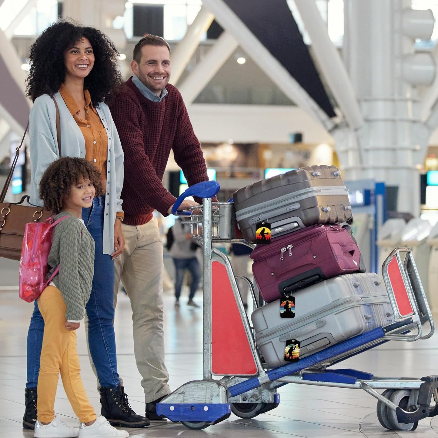 Sasquatch Luggage Tag for Suitcase 3 Pack Leather Luggage Tag with Privacy Flap Name ID Label and Metal Loop for Women Men Travel