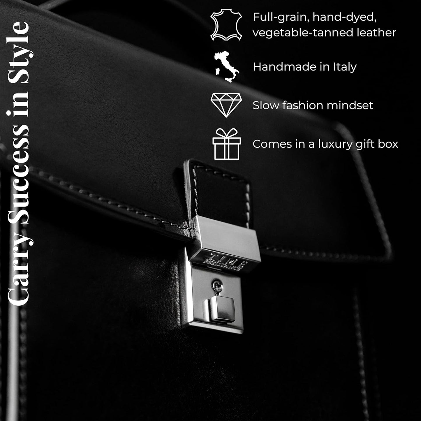 Time Resistance Small Leather Briefcase for Men - Crossbody Bag - Italian Leather Messenger Bag - Gift Box Included