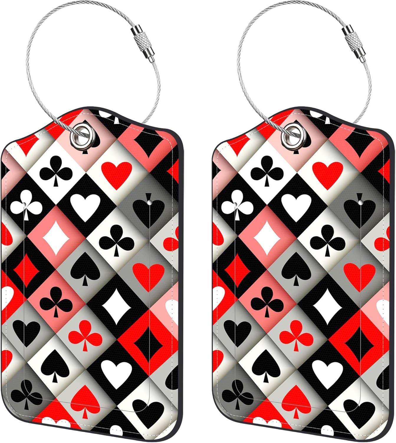 2 Pack Luggage Tags for Suitcase,Card PU Leather Idea Baggage Tag with Name Labels Privacy Cover Metal Ring Men and Women Travel Cruise Labels