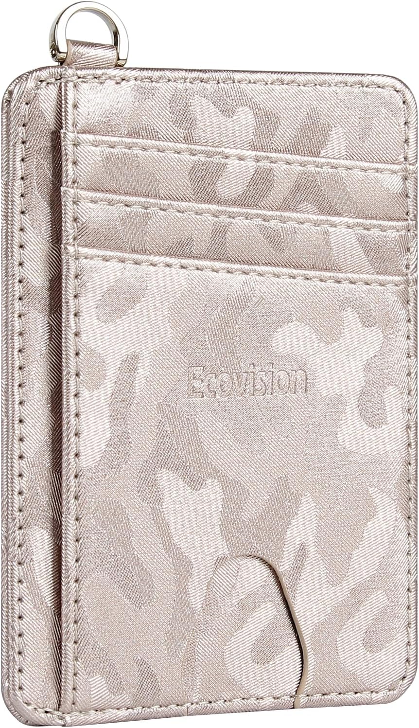 EcoVision Slim Minimalist Front Pocket Wallet, RFID Blocking Credit Card Holder Wallet with Detachable D-Shackle for Men Women