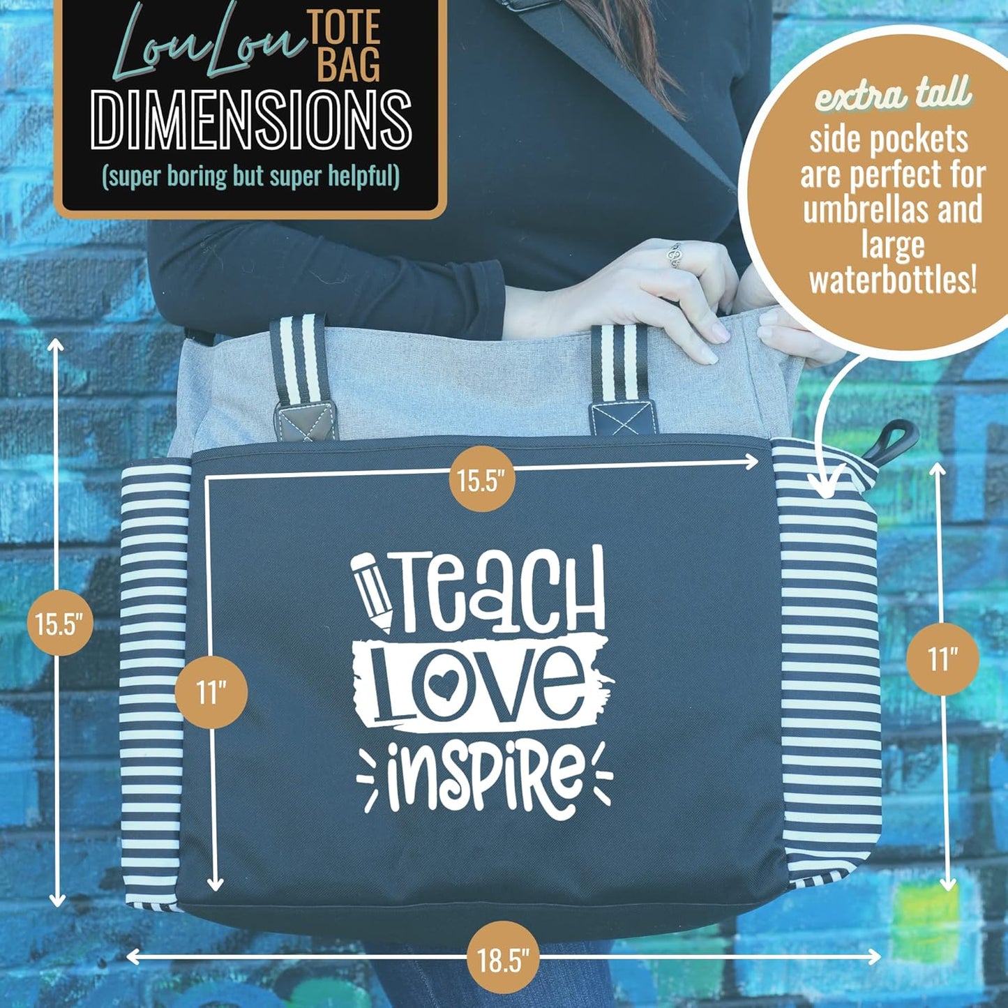 Brooke & Jess Designs Teacher Tote Bag for Work - Teacher Handbag Gifts for Women, Teacher Bag Best Teacher Appreciation Gift