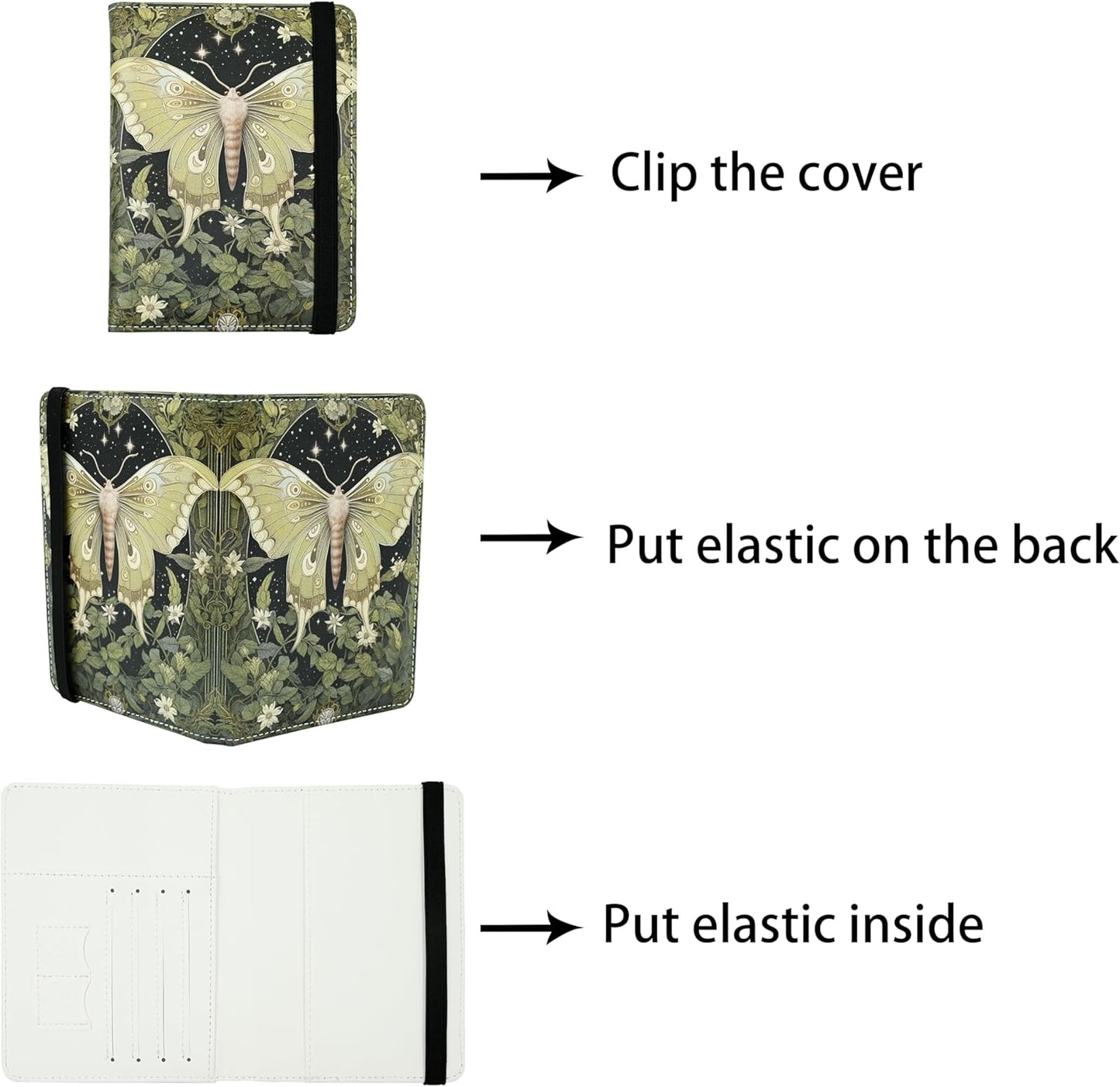 Luna Moth Passport Holder for Women and Men PU Leather Passport Cover for Travel