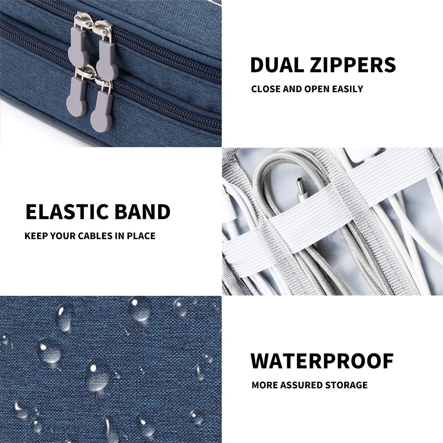 Lanola Travel Cable Organizer Bag, Electronic Accessories Case Portable Double Layer Cable Storage