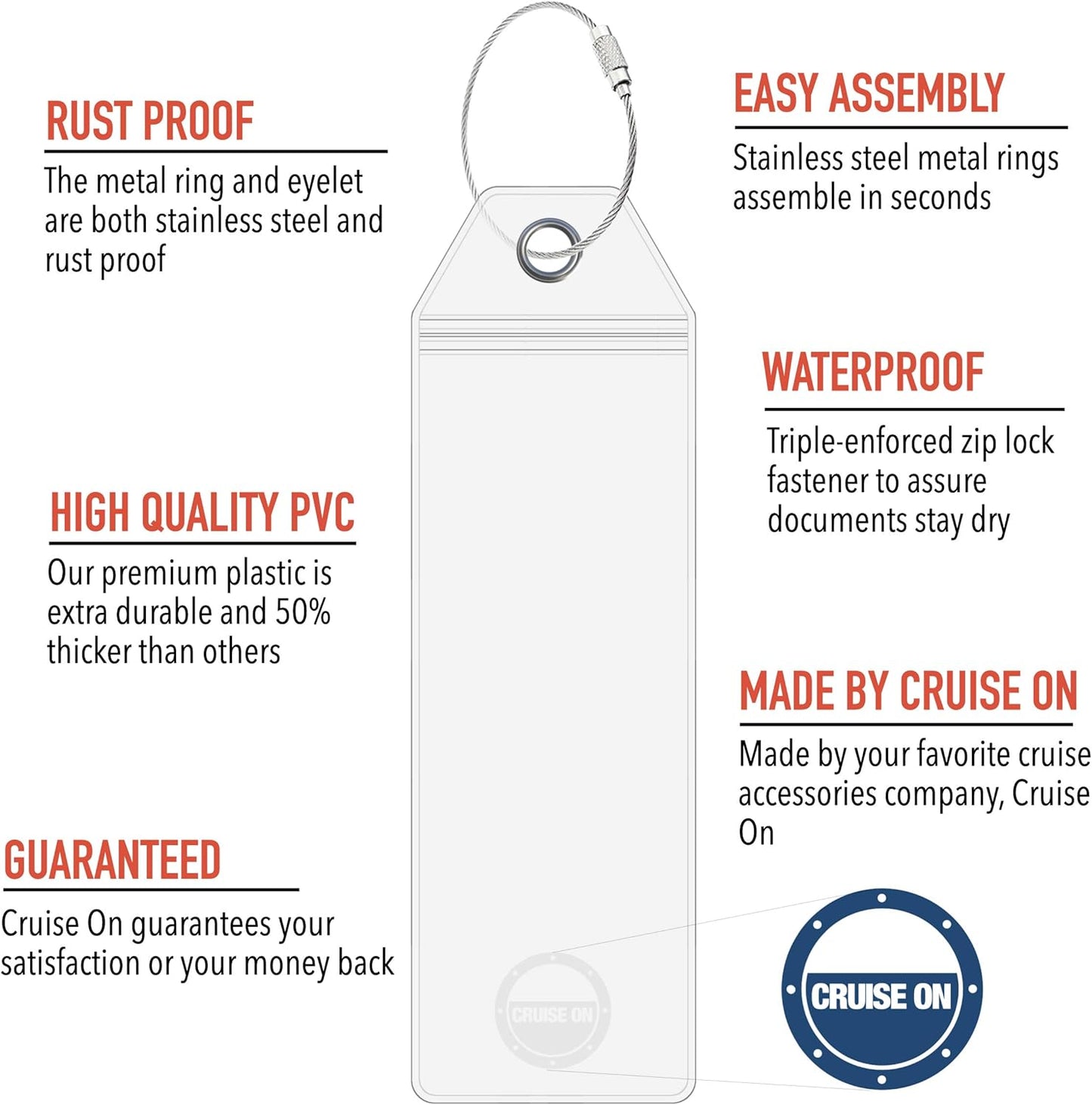 Cruise On Royal Caribbean Cruise Luggage Tag Holder (4 Pack) – Fits All Royal Caribbean Ships, Durable Travel ID Holders for 2025-2026 Cruises, Clear Waterproof Cruise Essentials