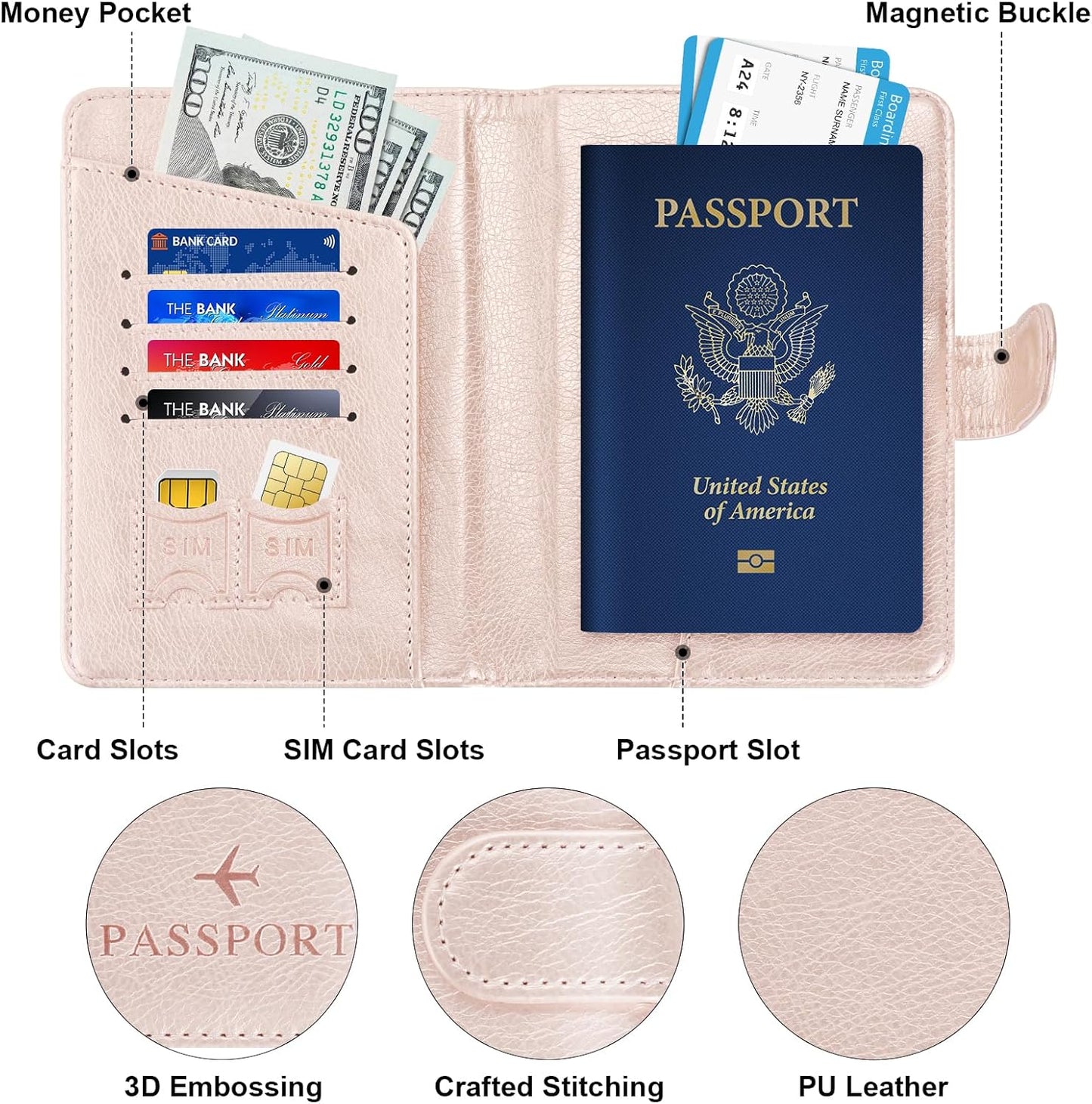 Herain Passport Holder for Travel Cruise Essentials, Passport Cover Wallet Case Women Men, RFID Passports Book Holders Travels Gifts Must Haves Accessories