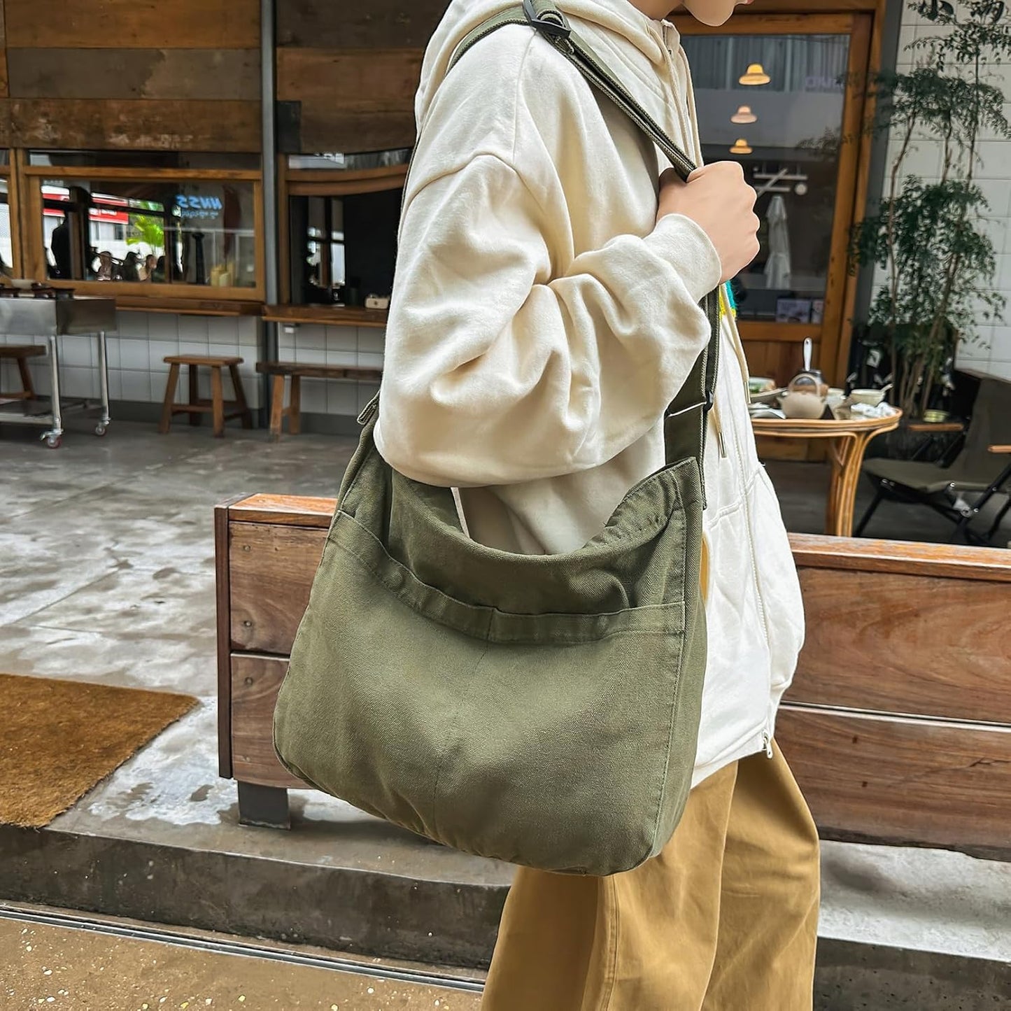 Canvas Messenger Bags for Women Crossbody Bag for School Hobo Men Cute Large Shoulder Lightweight Tote