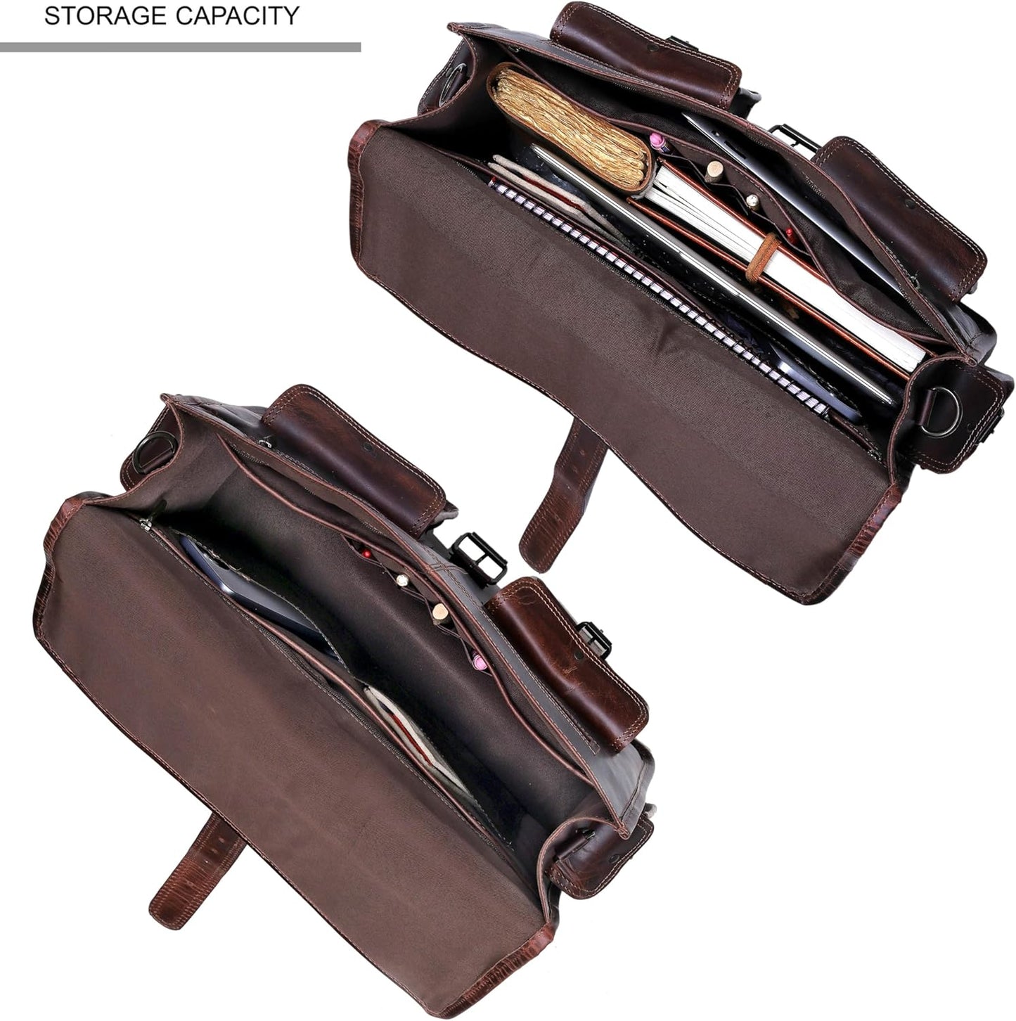 cuero Leather Messenger Bag for Men, 14 Inch Laptop Bag, Crossbody Bag Men, Vintage Handmade Leather Satchel Bag Full Grain Business Briefcase Shoulder Bag for Office/Work/Travel - Brown
