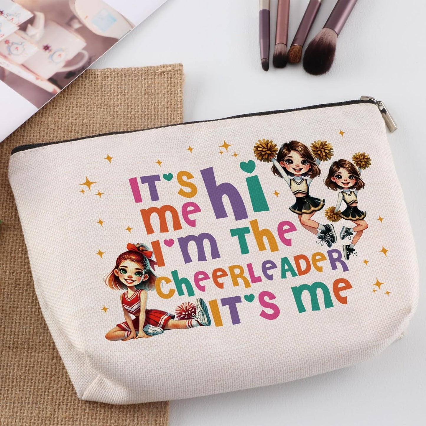 Cheerleader Gifts For Women Makeup Bag It's Me Hi I'm the Cheerleader Cosmetic Bag Cheerleading Stuff Travel Zipper Pouch Christmas Graduation Birthday Gifts for Cheerleaders Cheer Coach