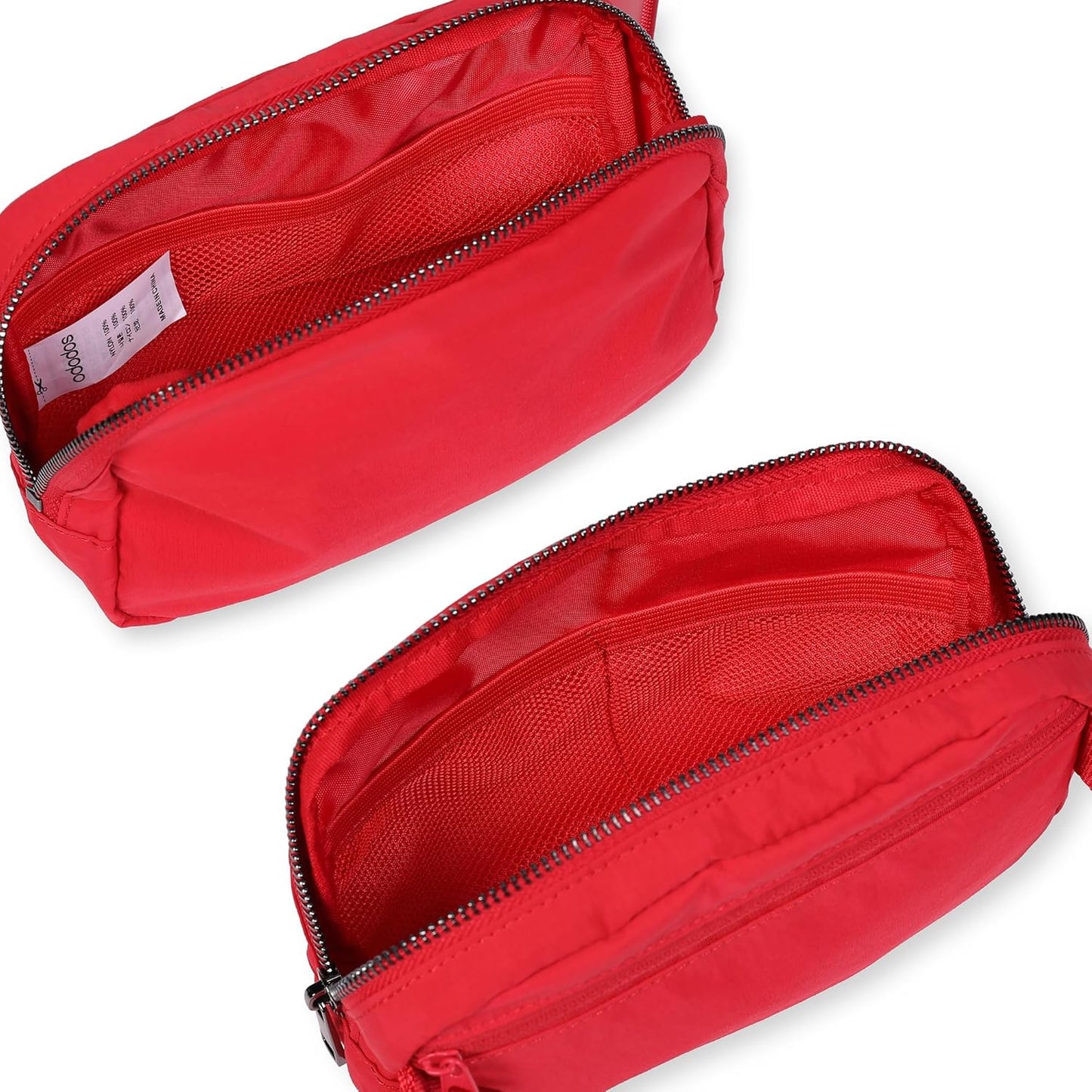 ODODOS Unisex Mini Belt Bag with Adjustable Strap Small Fanny Pack for Workout Running Traveling Hiking, Red