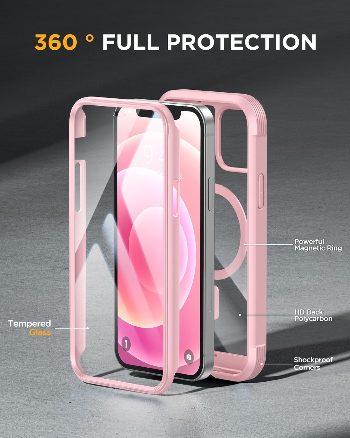 Miracase Magnetic for iPhone 12 mini Case, [360 Full-Body Protection & Complete Camera Guard], Drop