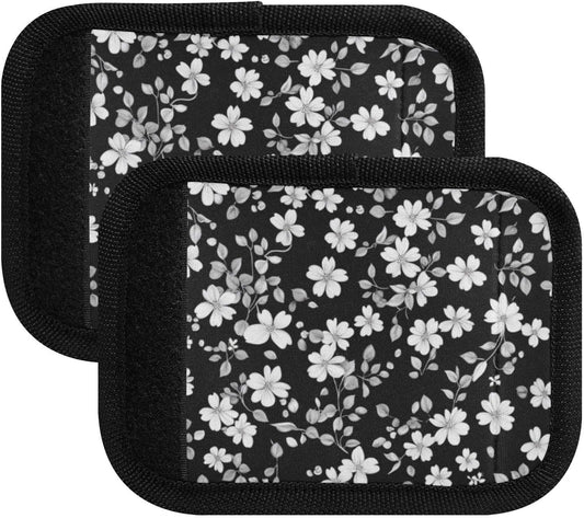 2Pcs Luggage Handle Wrap Suitcase Identifier Handle Covers Tags Soft Travel Bags Luggage Handle Gripper Accessories for Airplane Flying White Flower