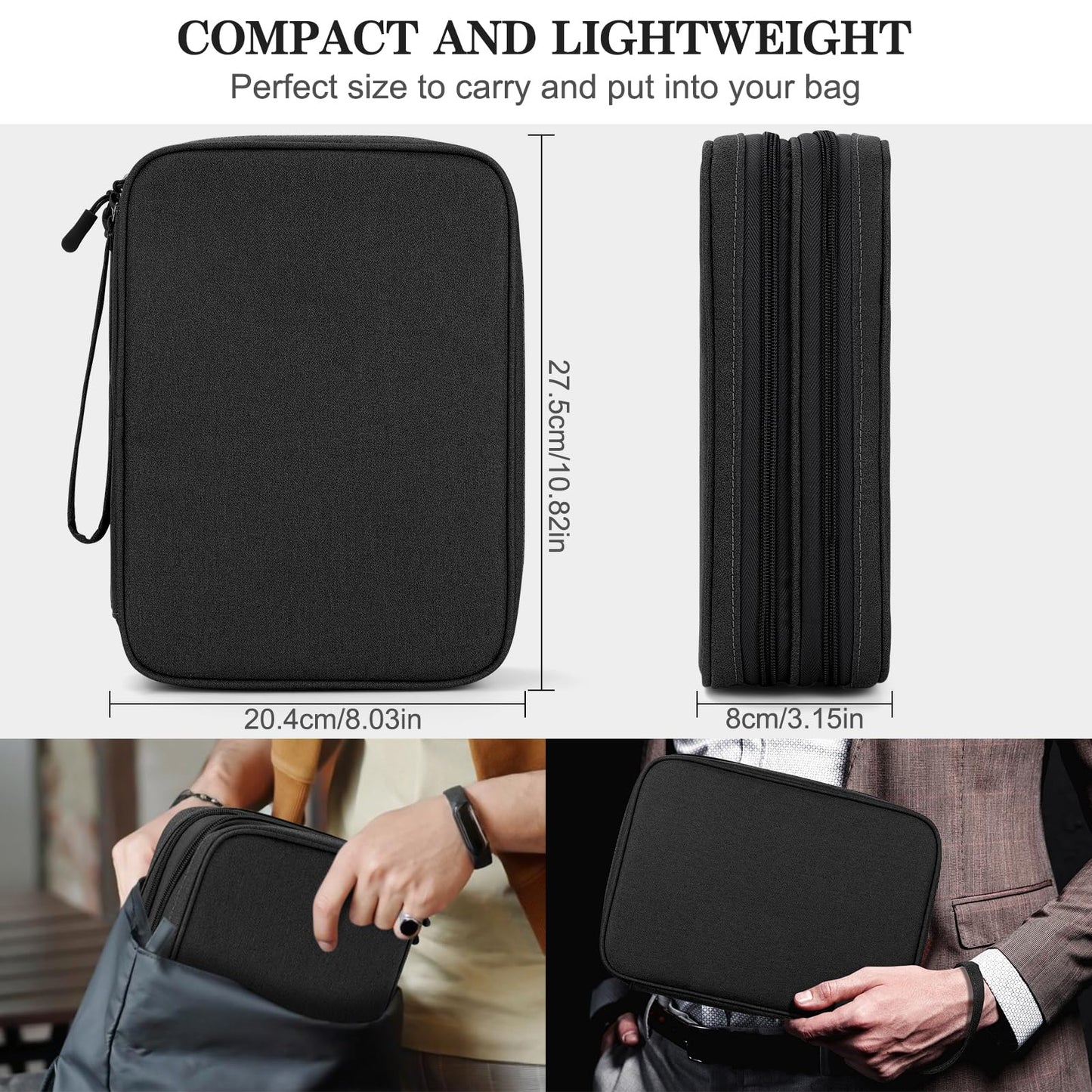 FYY Electronic Organizer, Travel Tech Pouch Bag, Extra Large, Black