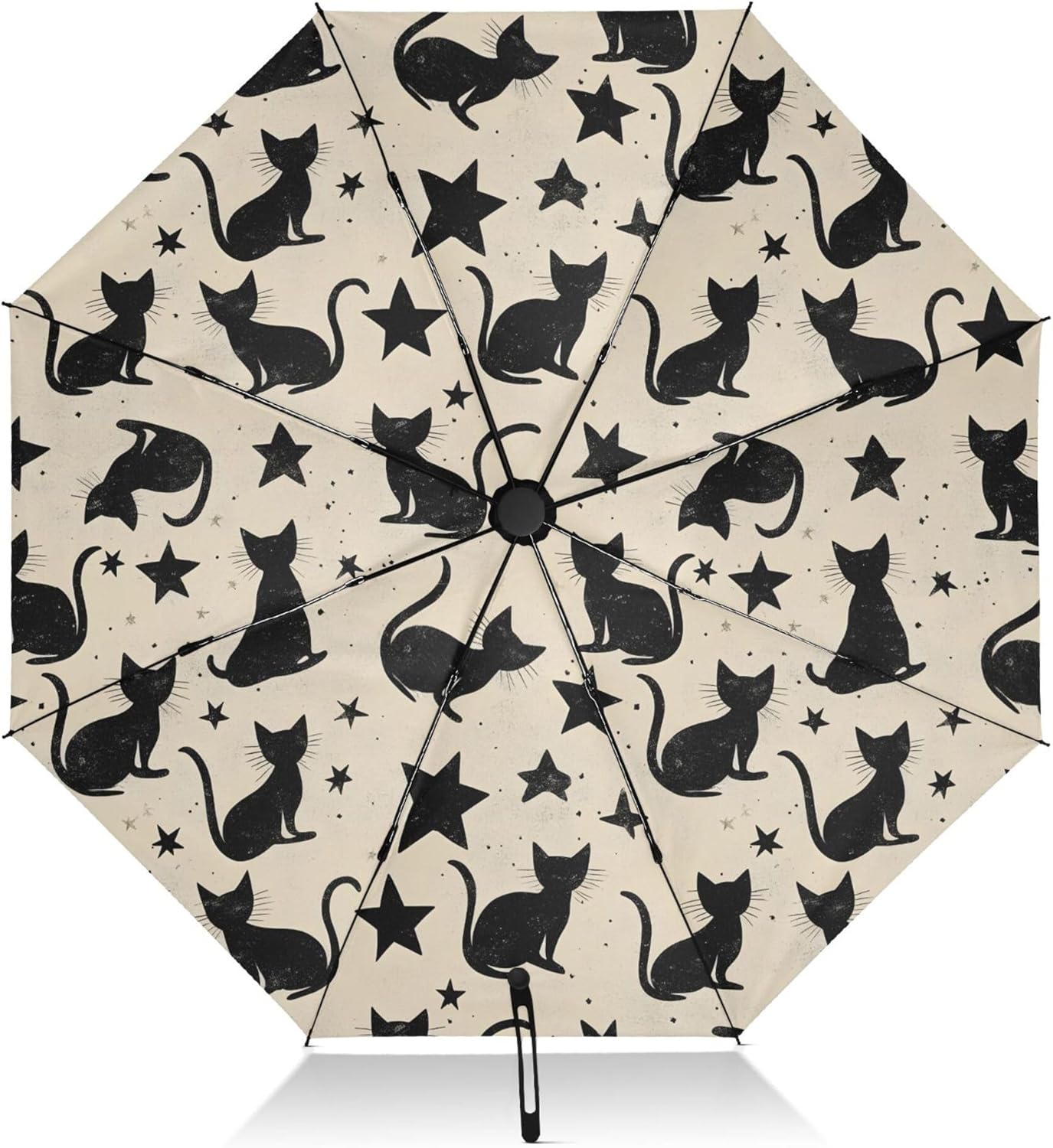 Automatic Folding Umbrella Windproof Strong, UV Protection Compact Black Gothic Moon Spider Webs and Bats Sun Rain Sun Rain Travel Umbrellas for Women Men