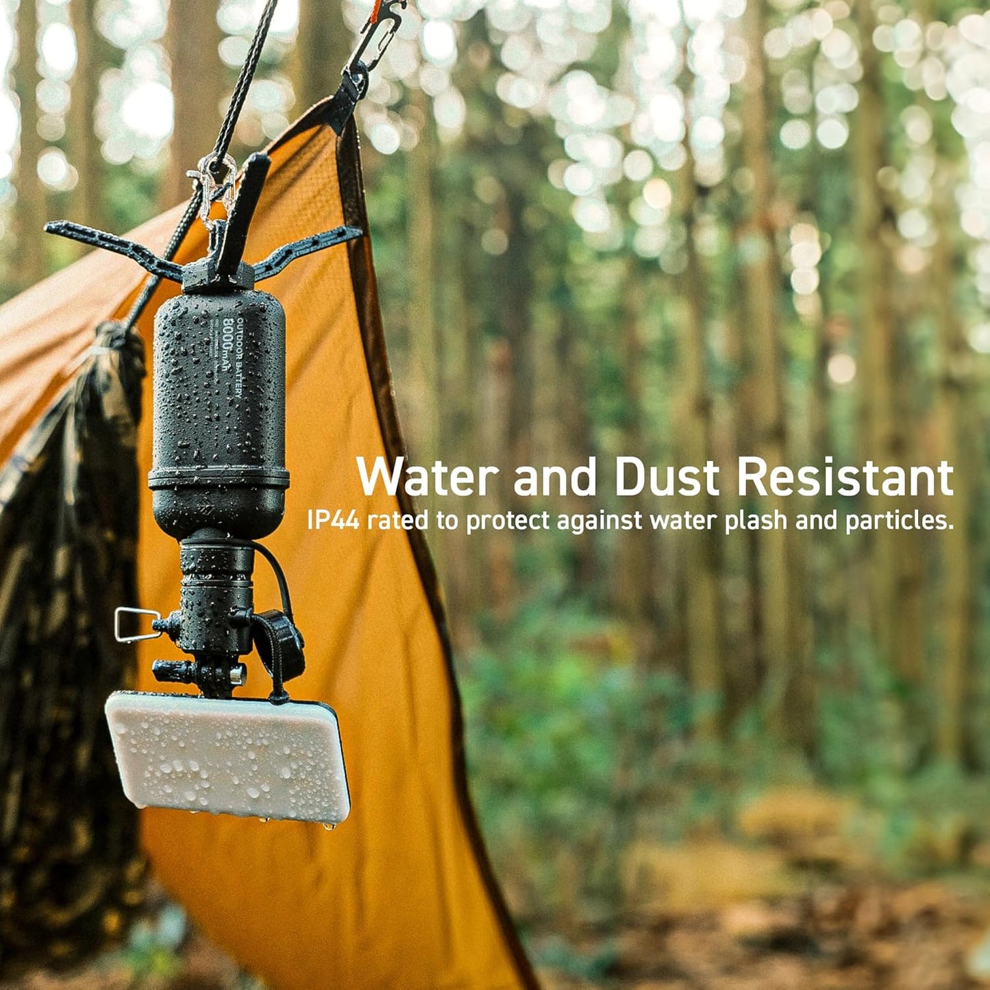 ELECOM NESTOUT Outdoor Camping LED Panel Flashlight w/ Mini Tripod, Dimmable USB Powered LED Light, IP44 Water Dust Resistant, 30-1000 Lumen, Portable Lantern for NESTOUT Power Bank, Beige (Flash-1)