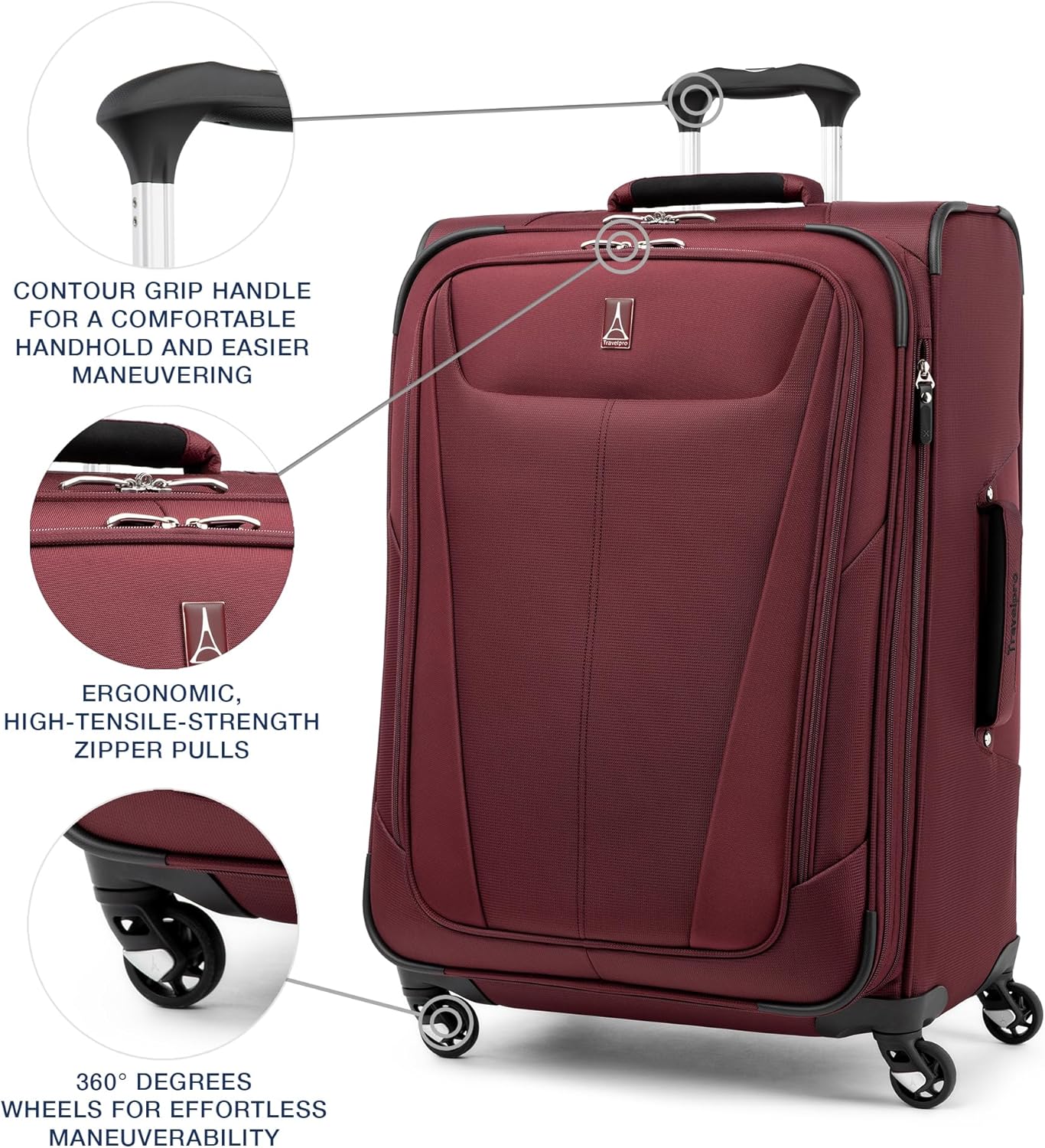Travelpro Maxlite 5 Softside Expandable 2-Piece Luggage Set — Carry-On and Medium Checked Luggage — Burgundy