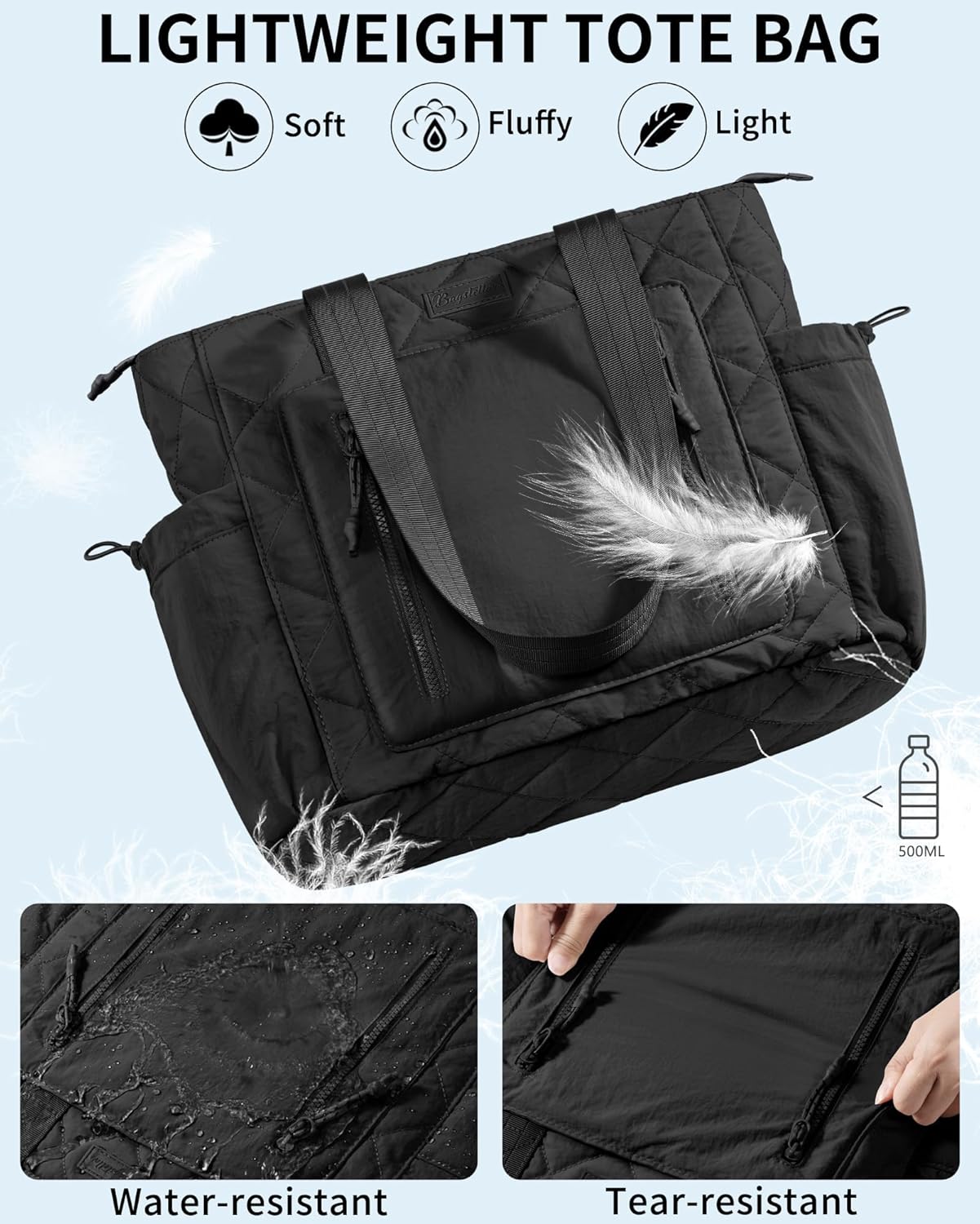 Puffer Tote Bag for Women, Lightweight Puffy Work Laptop Handbag Teacher Nurse Quilted Shoulder School Daily Travel Gym Bags