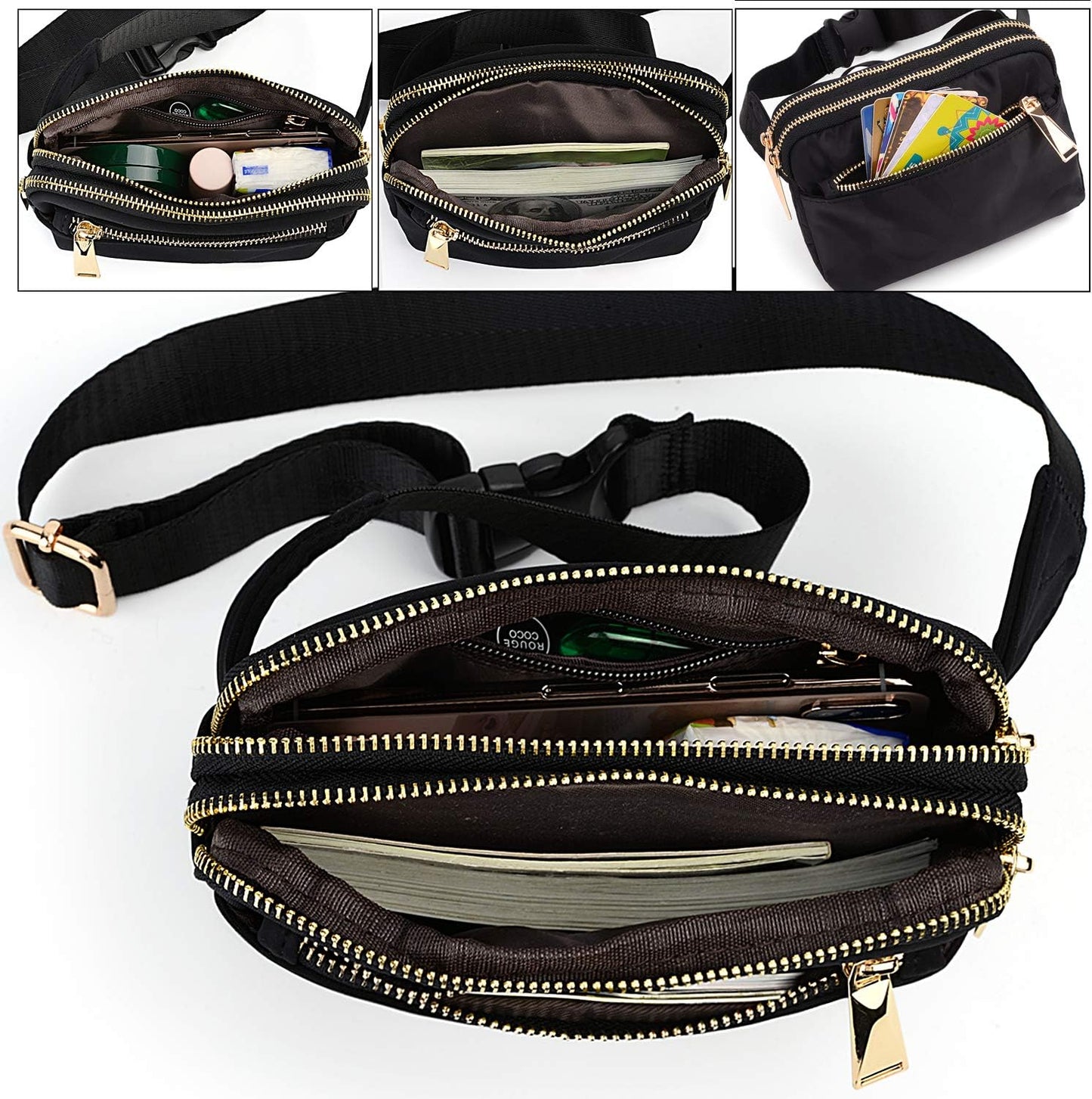 UTO Fanny Pack for Women Crossbody Trendy Fashion Belt Purse Chest Waist Hip Bumbag for Outdoor Shopping Travel Hiking
