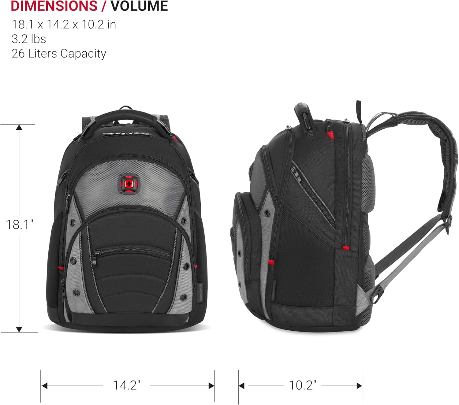 Wenger Synergy Laptop Backpack, Fits 16 Inch Laptop, Men's and Women's Laptop Bag, Black/Grey