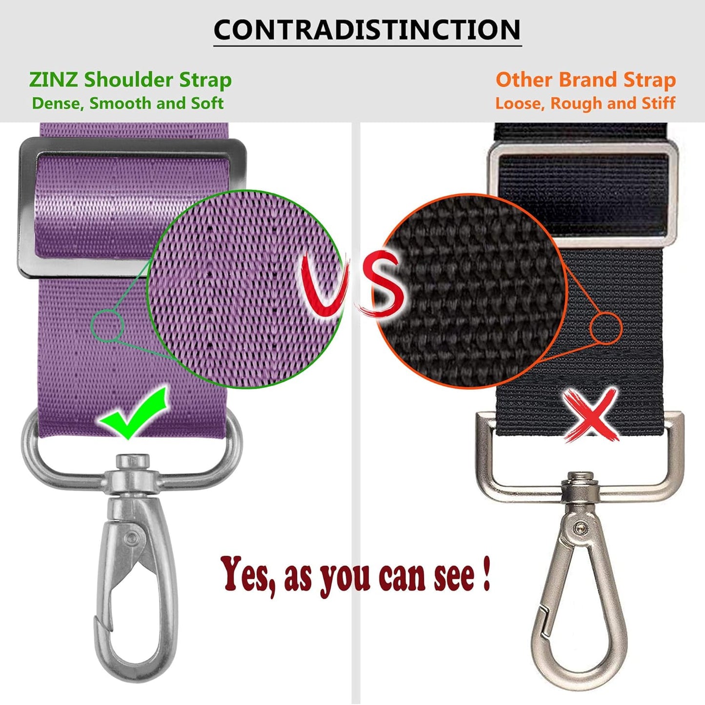 ZINZ Bag Shoulder Strap, Padded Adjustable Shoulder Strap Replacement