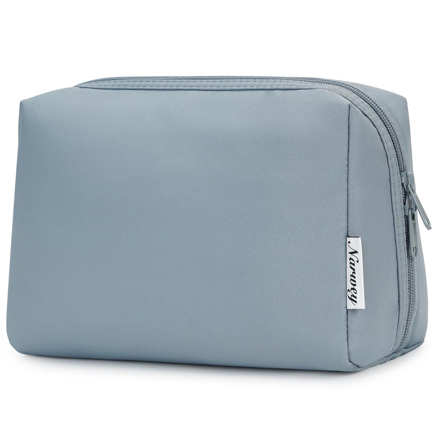 Narwey Cute Makeup Bag Travel Cosmetic Bag Organizer Toiletry Bag Make Up Bags with Compartments for Women Girls (Large, Greyish Blue)