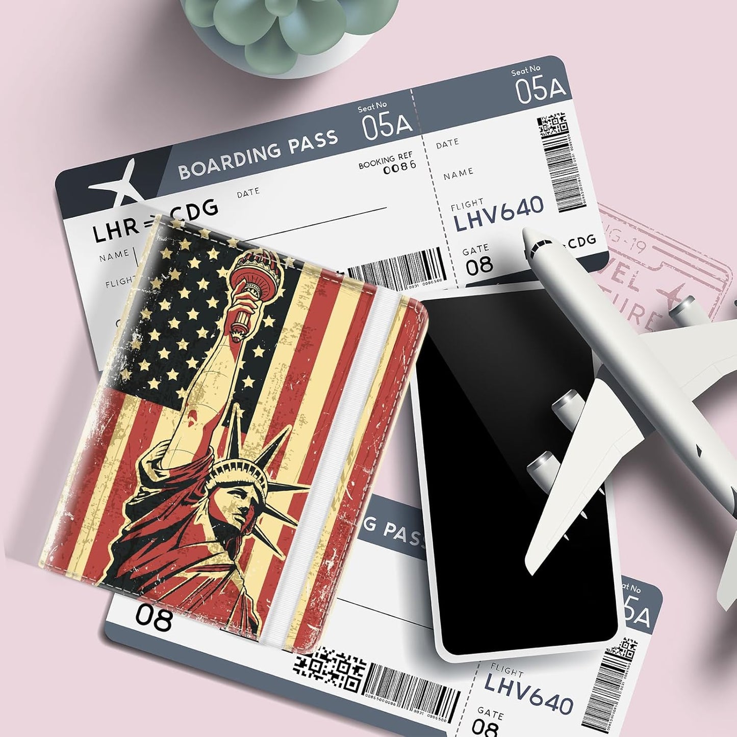 Passport Holder for Travel, Cute Passport Cover for Women Men, Waterproof PU Leather Rfid Blocking Passport Wallet with Credit Card Case for Travel Family, Boys Girls Travel Essentials