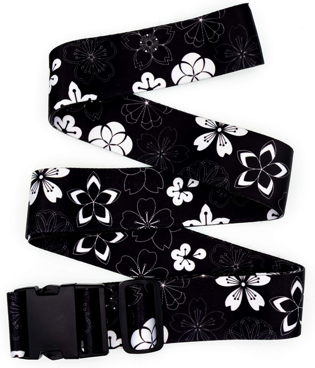 Teeoff Luggage Straps Suitcase Belts Travel Bag Accessories Adjustable 220CM (Sakura Black White - 2 Pack)