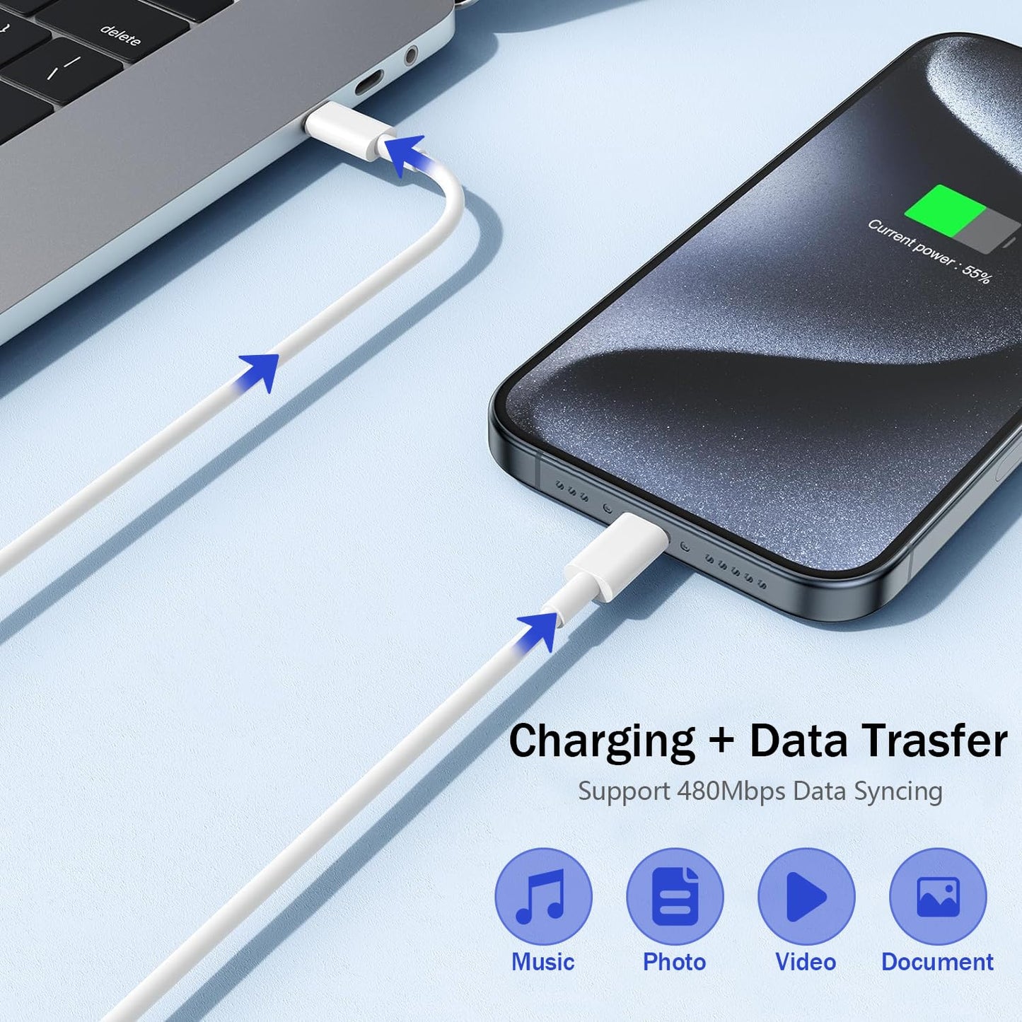 iPhone Charger Fast Charging,2 Pack 20W USB C Wall Charger with 6FT Long Type C to C Charging Cable Compatible with iPhone 17/Air/17 Pro/17 Pro Max/iPhone 16/16 Pro/16 Pro Max/15 Pro, iPad Pro/AirPods