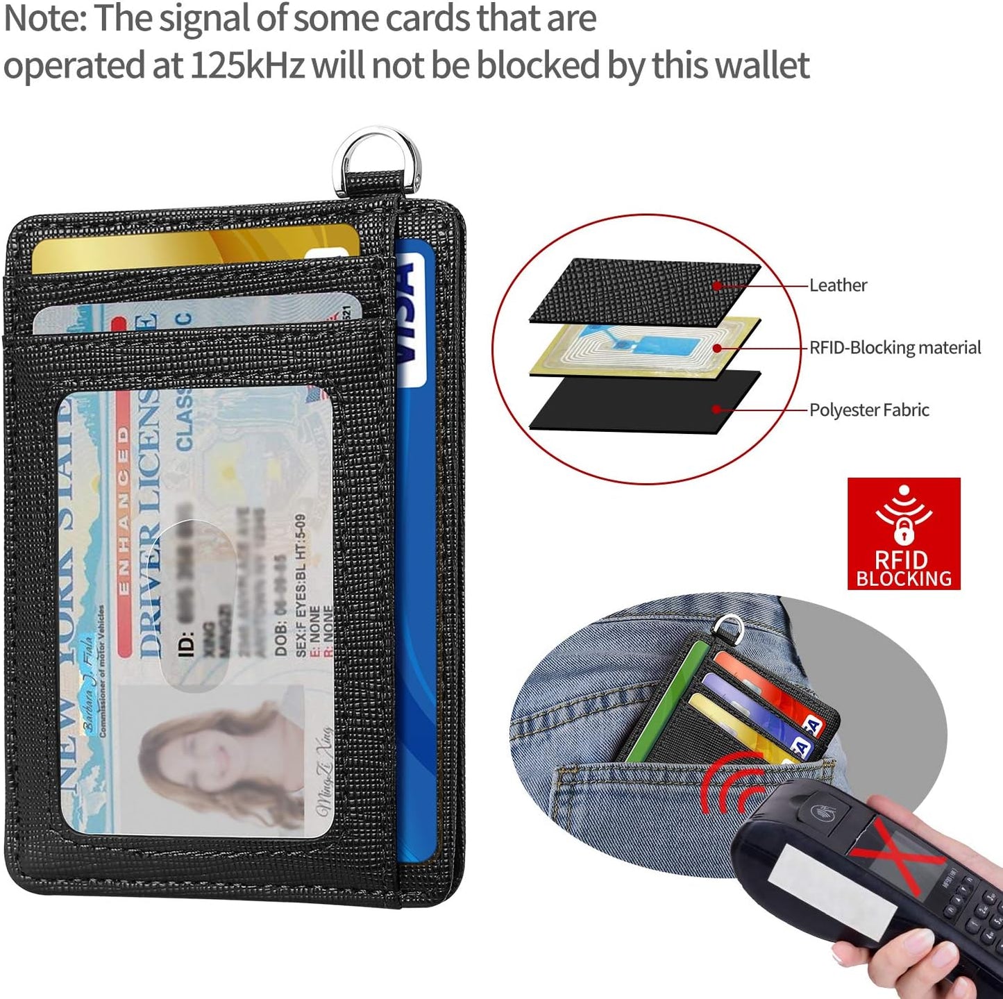 EcoVision Slim Minimalist Front Pocket Wallet, RFID Blocking Credit Card Holder Wallet with Detachable D-Shackle for Men Women