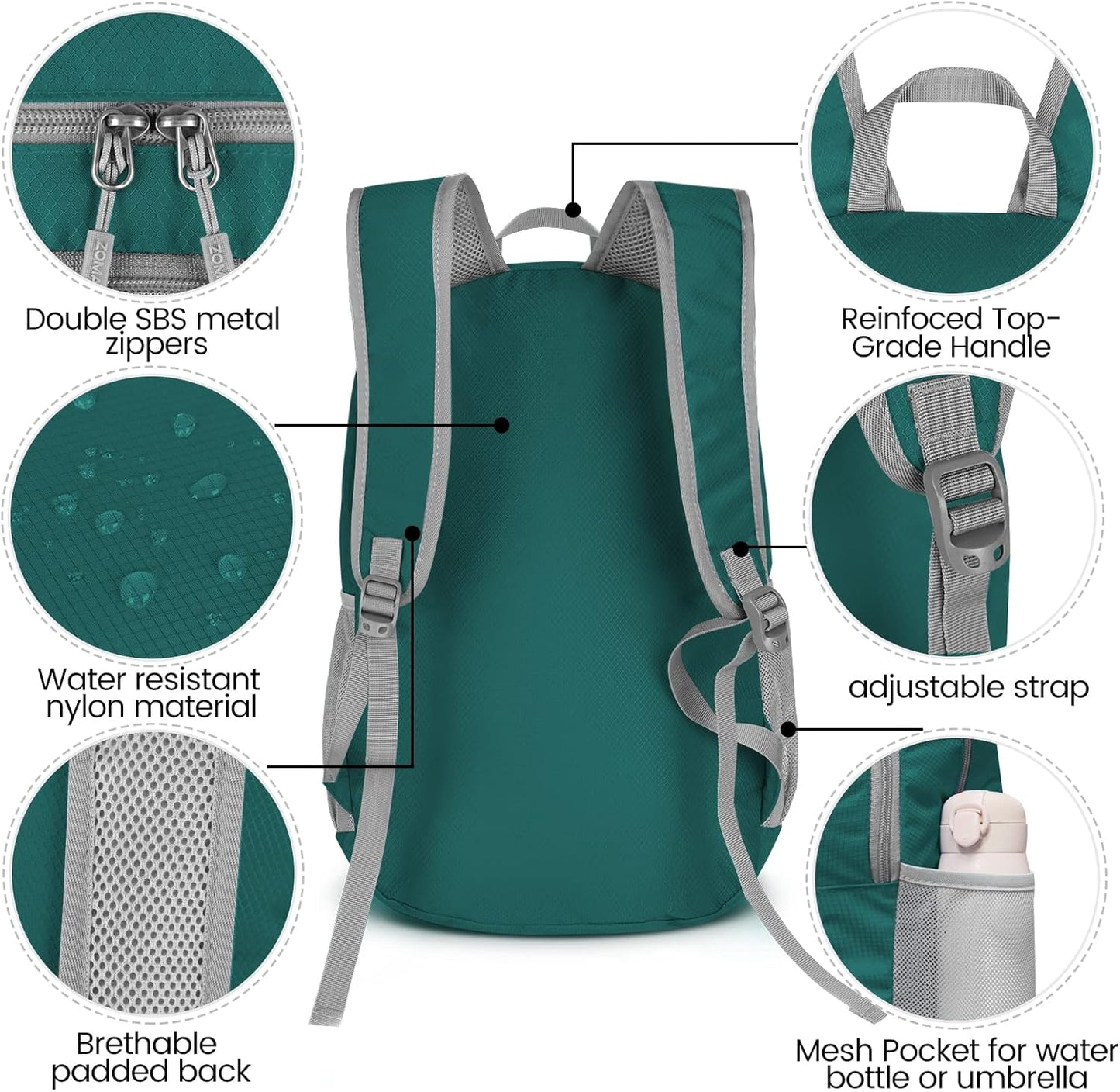 ZOMAKE Lightweight Packable Backpack 28L, Foldable Backpacks Water Resistant Collapsible Day Bag Light Daypack for Hiking