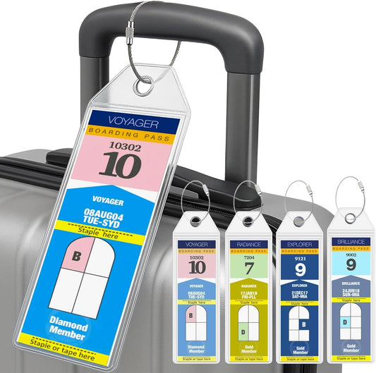 Cruise On Royal Caribbean Cruise Luggage Tag Holder (4 Pack) – Fits All Royal Caribbean Ships, Durable Travel ID Holders for 2025-2026 Cruises, Clear Waterproof Cruise Essentials