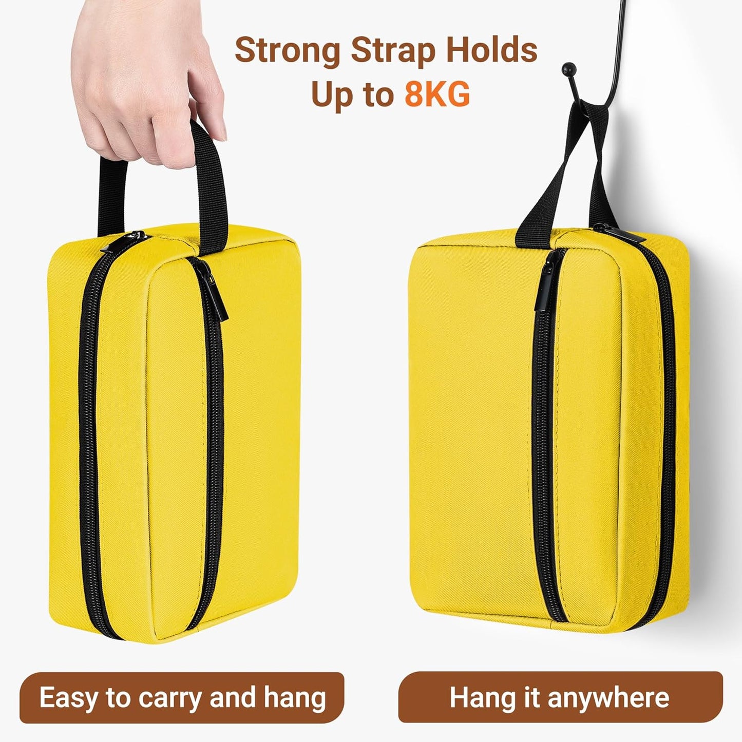 Elviros Travel Toiletry Bag for Women and Men,Lightweight Makeup Bag Hanging Dopp Kit with Shaving Compartment Cosmetic Organizer Small Tool Bag Travel Essentials,Bright Yellow