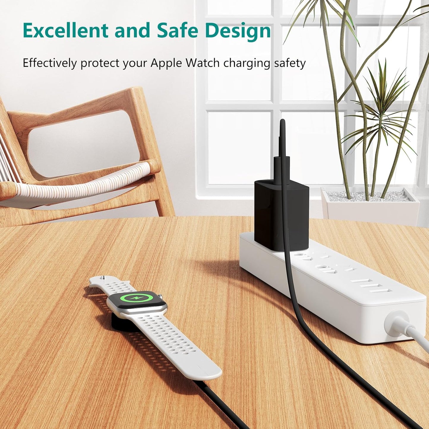 Upgraded Apple Watch Charger, Magnetic iWatch Fast Charger to USB C Cable 6ft with USB C Charger Block for iWatch Series Ultra/9/8/7/6/SE/SE2/5/4/3, Black