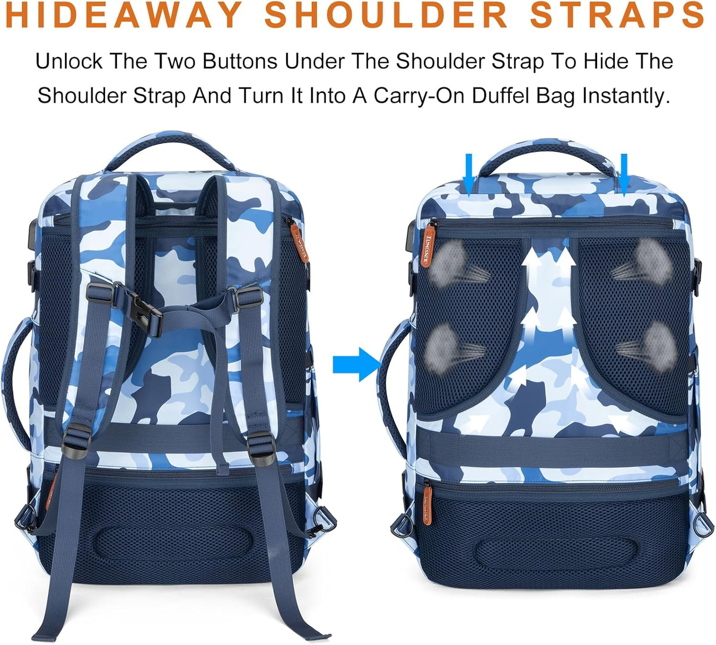 Lumesner Carry on Travel Backpacks, Extra Large 40L Flight Approved for Men & Women,Expandable