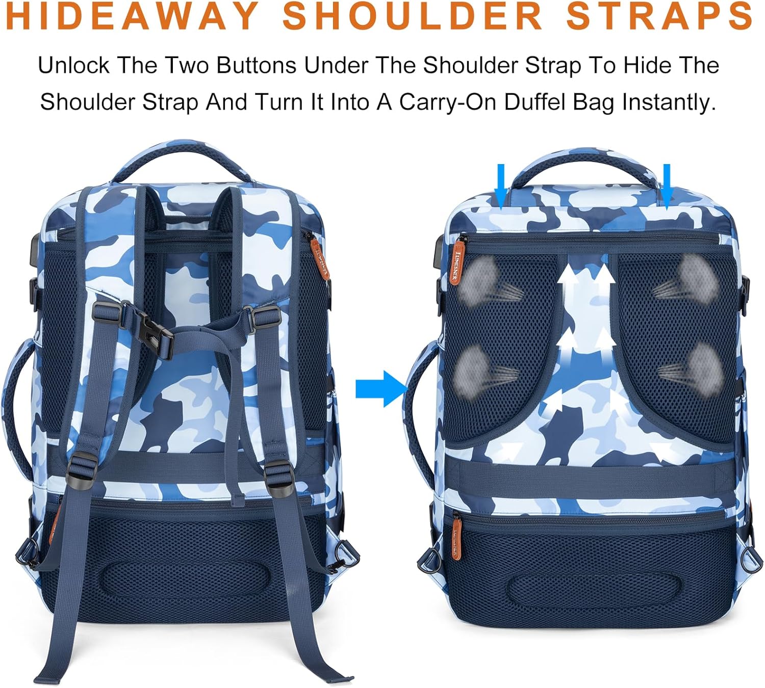 Lumesner Carry on Travel Backpacks, Extra Large 40L Flight Approved for Men & Women,Expandable
