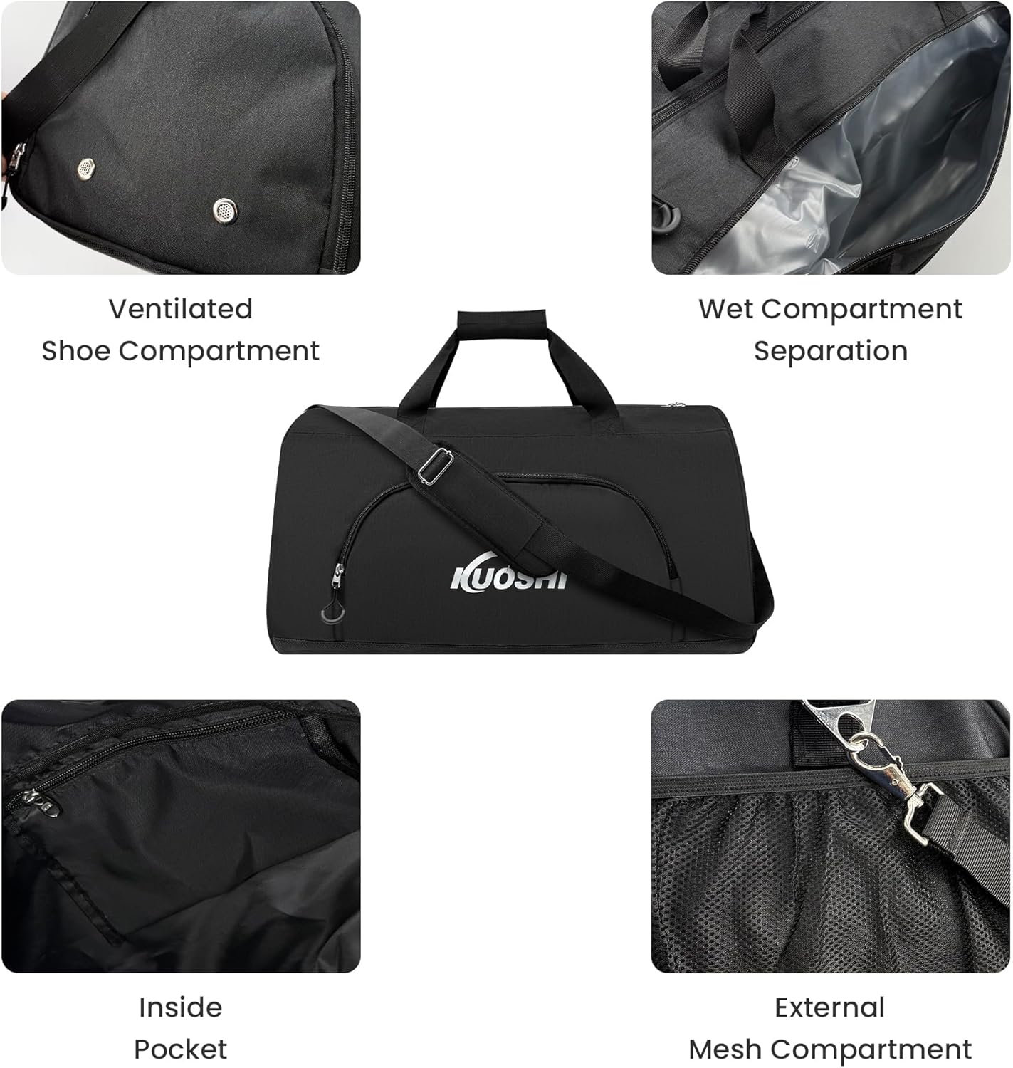 Gym Duffle Bag for Men & Women Water-Resistant-Sports Travel Bag with Ventilated Shoe Compartment & Wet Pocket, 56L Large Weekender Overnight Bag