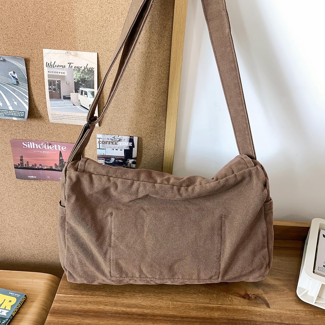 Collsants Messenger Bag for Women Men Satchel Bag Canvas Crossbody Shoulder Bag Casual Sling Bag