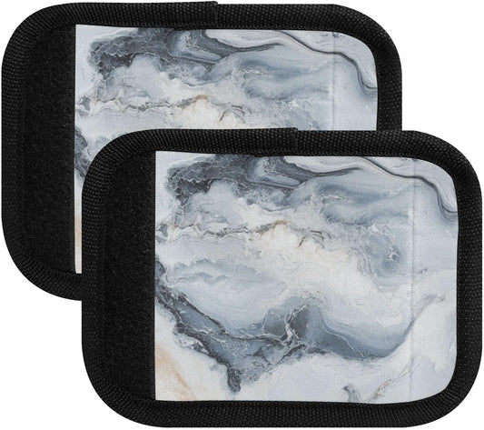 Blue and White Marble 2 Pack Luggage Handle Wraps Covers for Suitcase Identifiers Bag Tags Travel Accessories