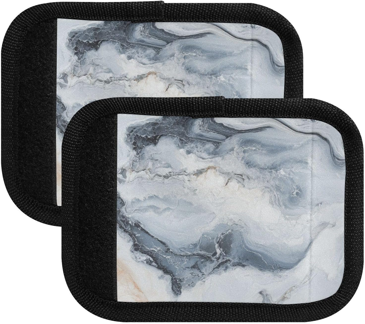 Blue and White Marble 4 Pack Luggage Handle Wraps Covers for Suitcase Identifiers Bag Tags Travel Accessories