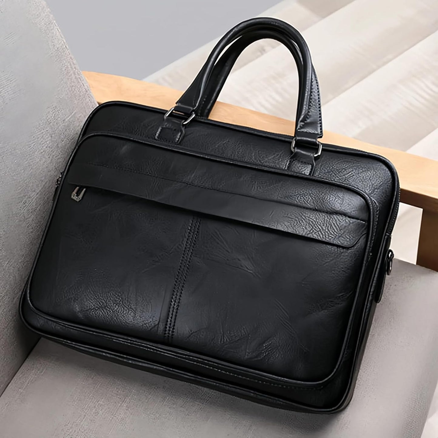 Vintage Leather Laptop Briefcase, 16 Inch Messenger Bag, Crossbody Shoulder Computer Satchel for Men Office Computer Bag