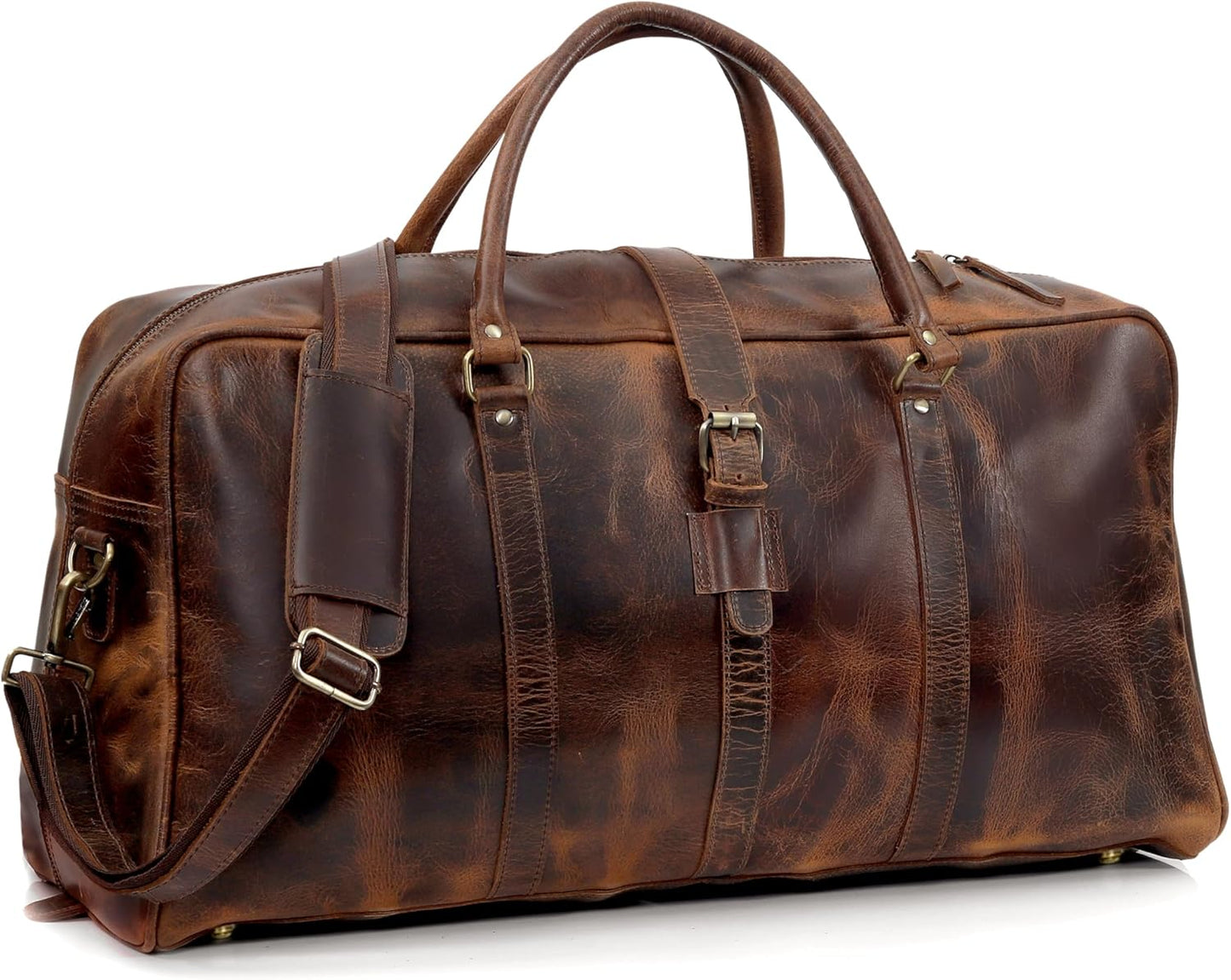 Leather Duffle bag Travel Weekender Bag Carry on Overnight Bag Gym Sports Duffel bag Luggage Bag for Men and Women