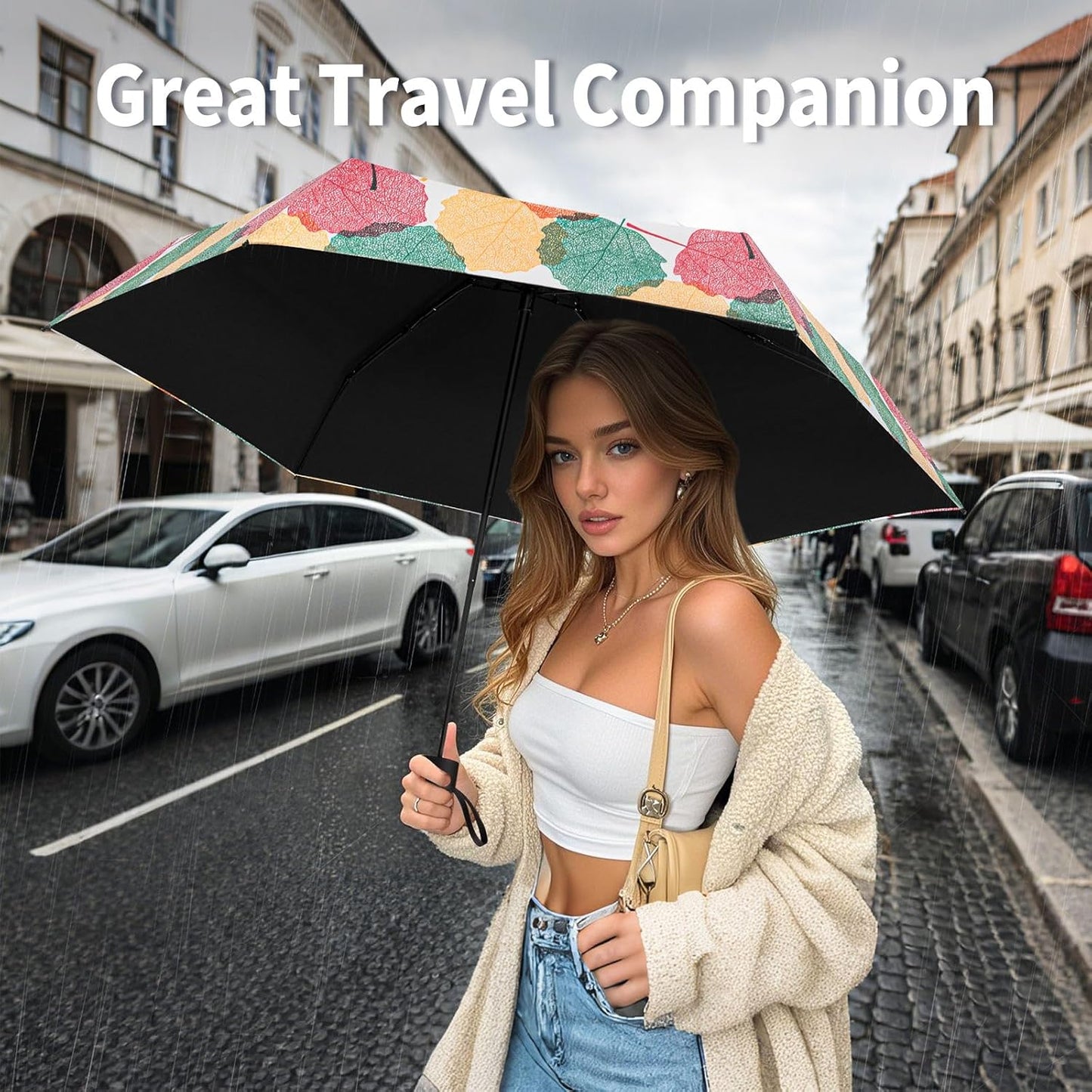 Yoobure Small Mini Umbrella with Case Light Compact Design Perfect for Travel Lightweight Portable Parasol Outdoor Sun&Rain Umbrellas