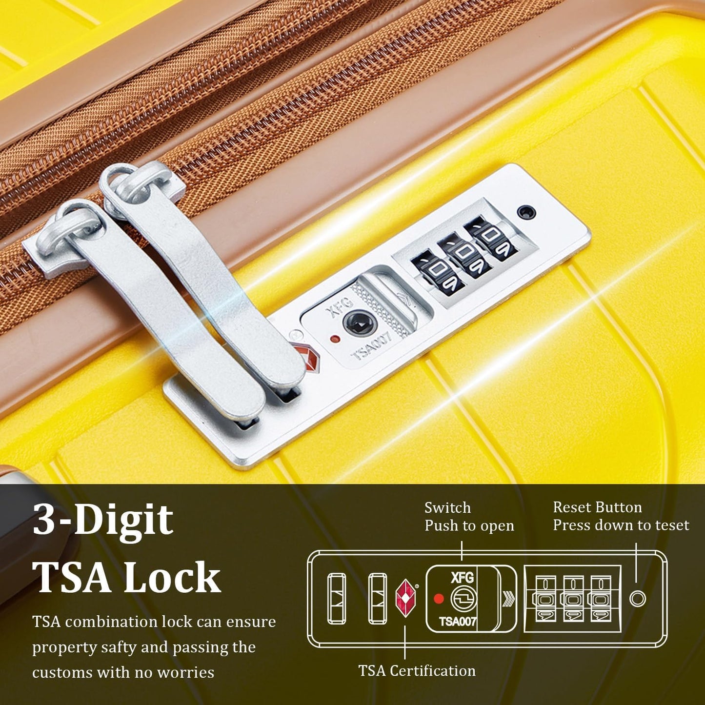 4-Piece Expandable Hardshell Luggage Set with TSA Lock (14/20/24/28) - Lightweight PP Suitcases, 360° Silent Spinner Wheels and Durable 100LB Handle for Air Travel (D# Yellow)