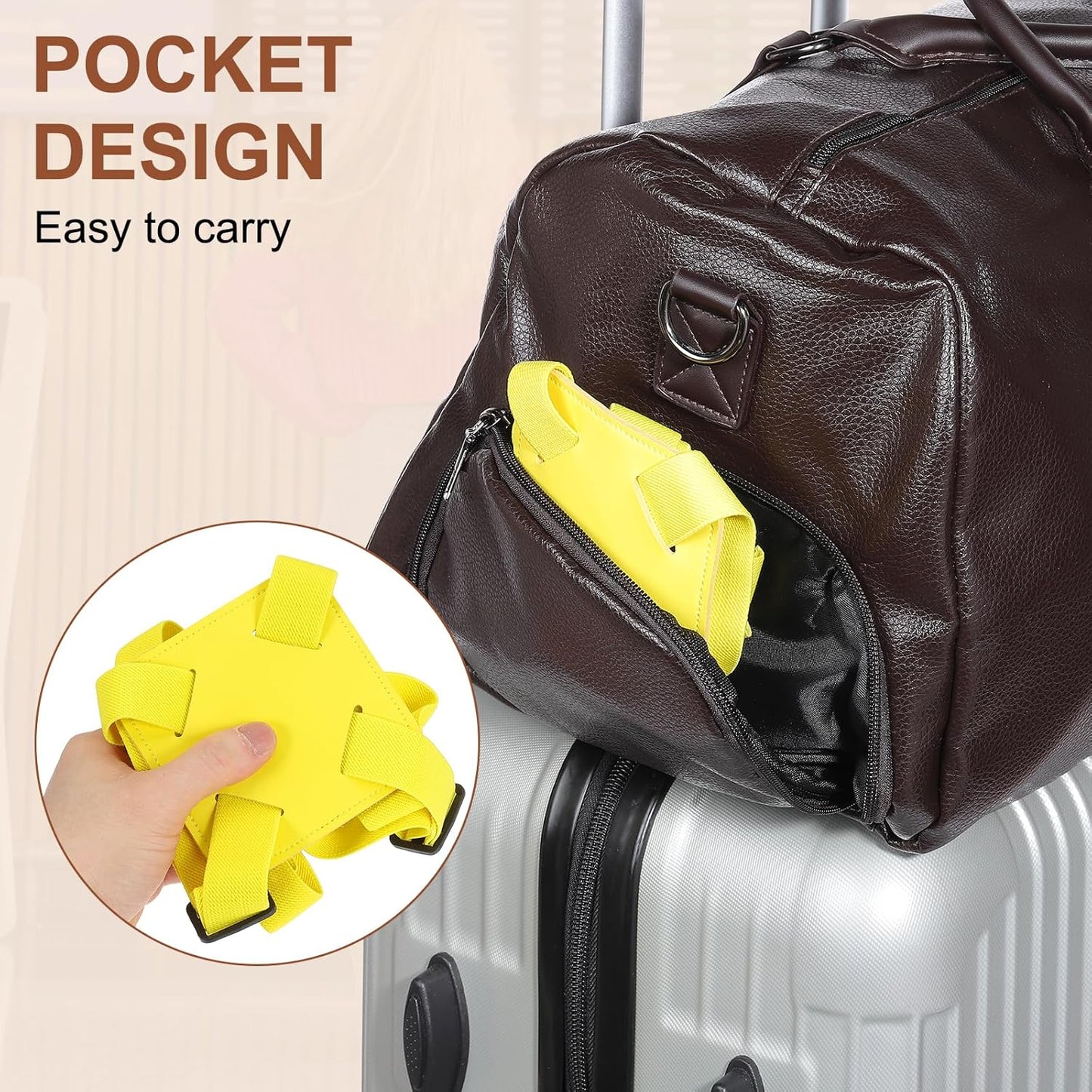 MECCANIXITY Luggage Strap Bag Bungee Elastic Suitcase Adjustable Belt for Suitcases Add A Bag Easy to Travel, Yellow