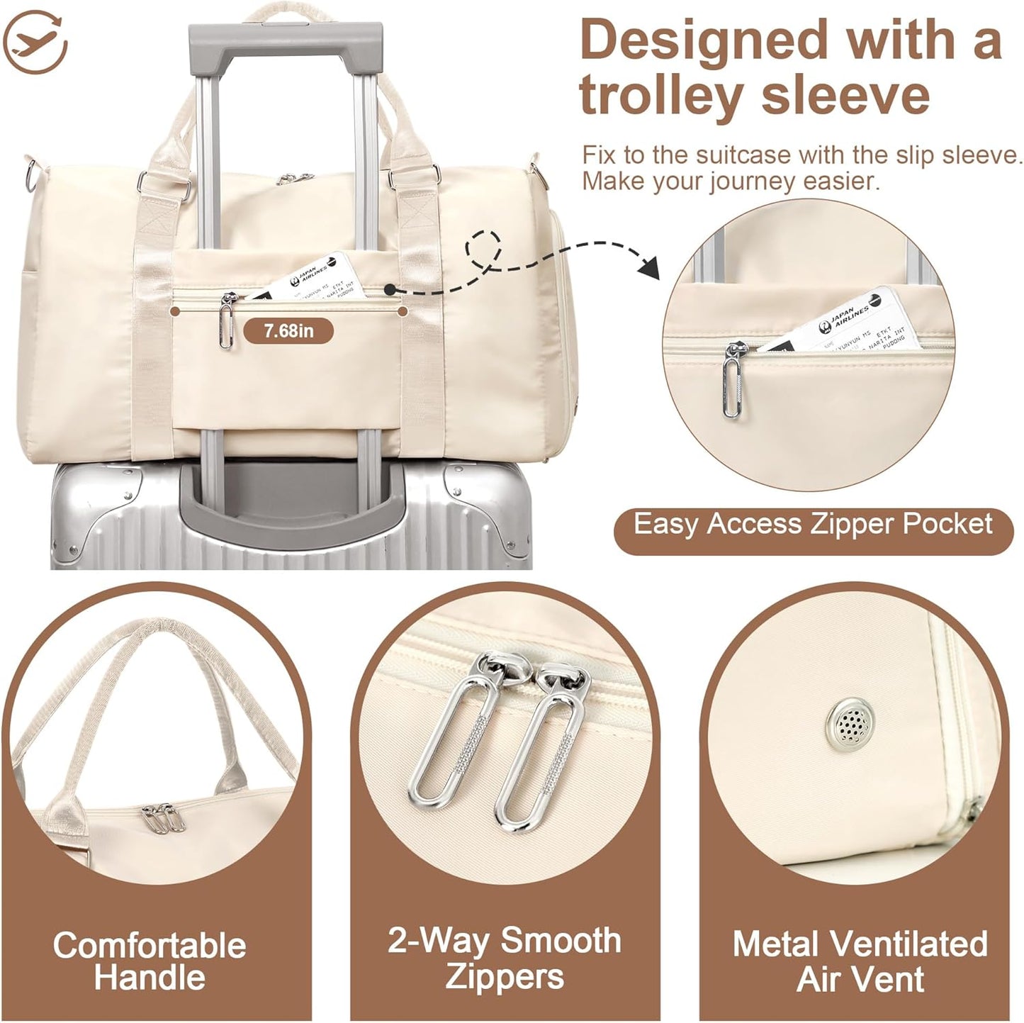 FIORETTO Womens Gym Tote Duffle Bag with Wet Pocket & Shoe Compartment, Sports Duffel Overnight